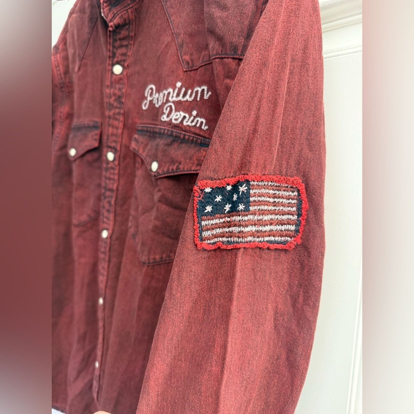 Jack & Jones Jack & Jones Premium Denim Western Shirt Red Slim Fit NWT M Size US M / EU 48-50 / 2 - 4 Thumbnail
