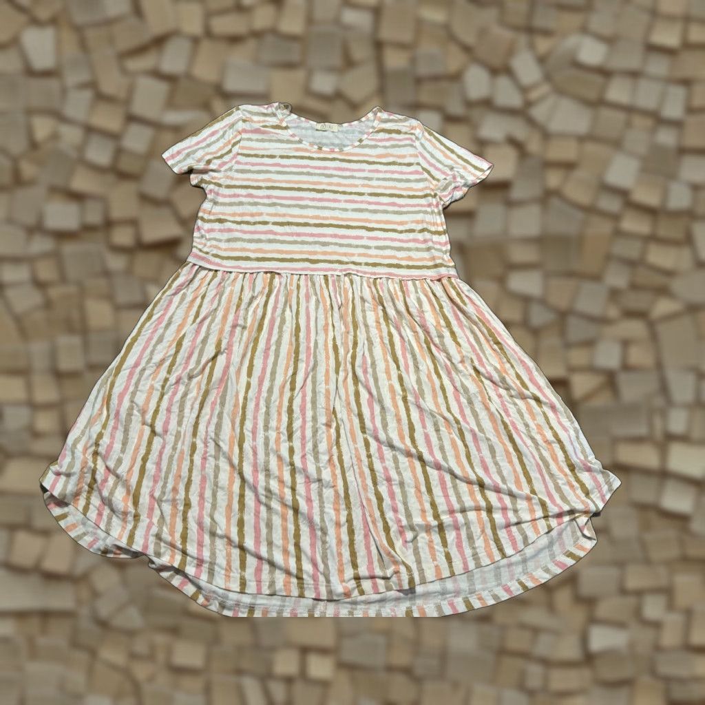 Vintage Be Stage Dress Women XL Peach Tan Short Sleeve Lightweight Sundress Size 40" / US 18 - 1 Thumbnail