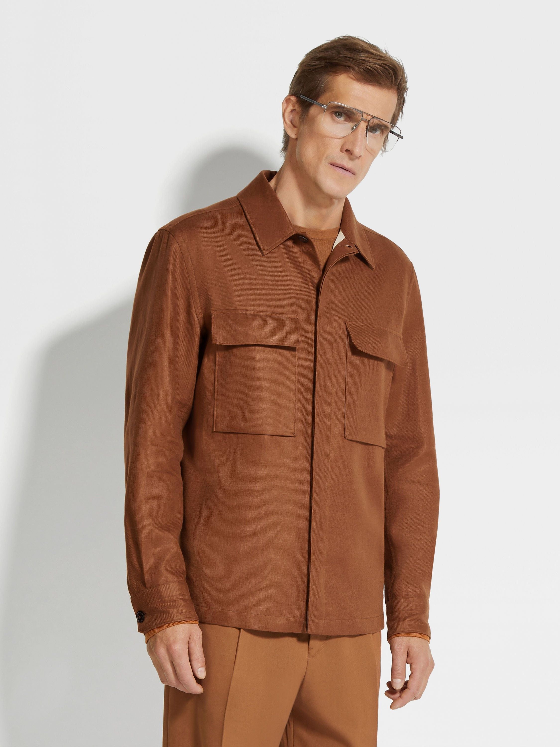 Ermenegildo Zegna o1s1rm0225 RUDV60A7 Shirt in Brown Size US M / EU 48-50 / 2 - 4 Thumbnail