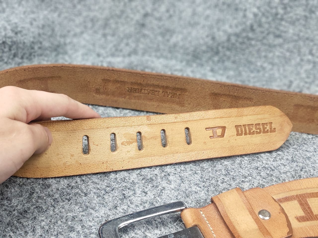 Vintage Vintage Diesel All Logo Y2k Style Brown Leather wide Belt Size ONE SIZE - 8 Thumbnail