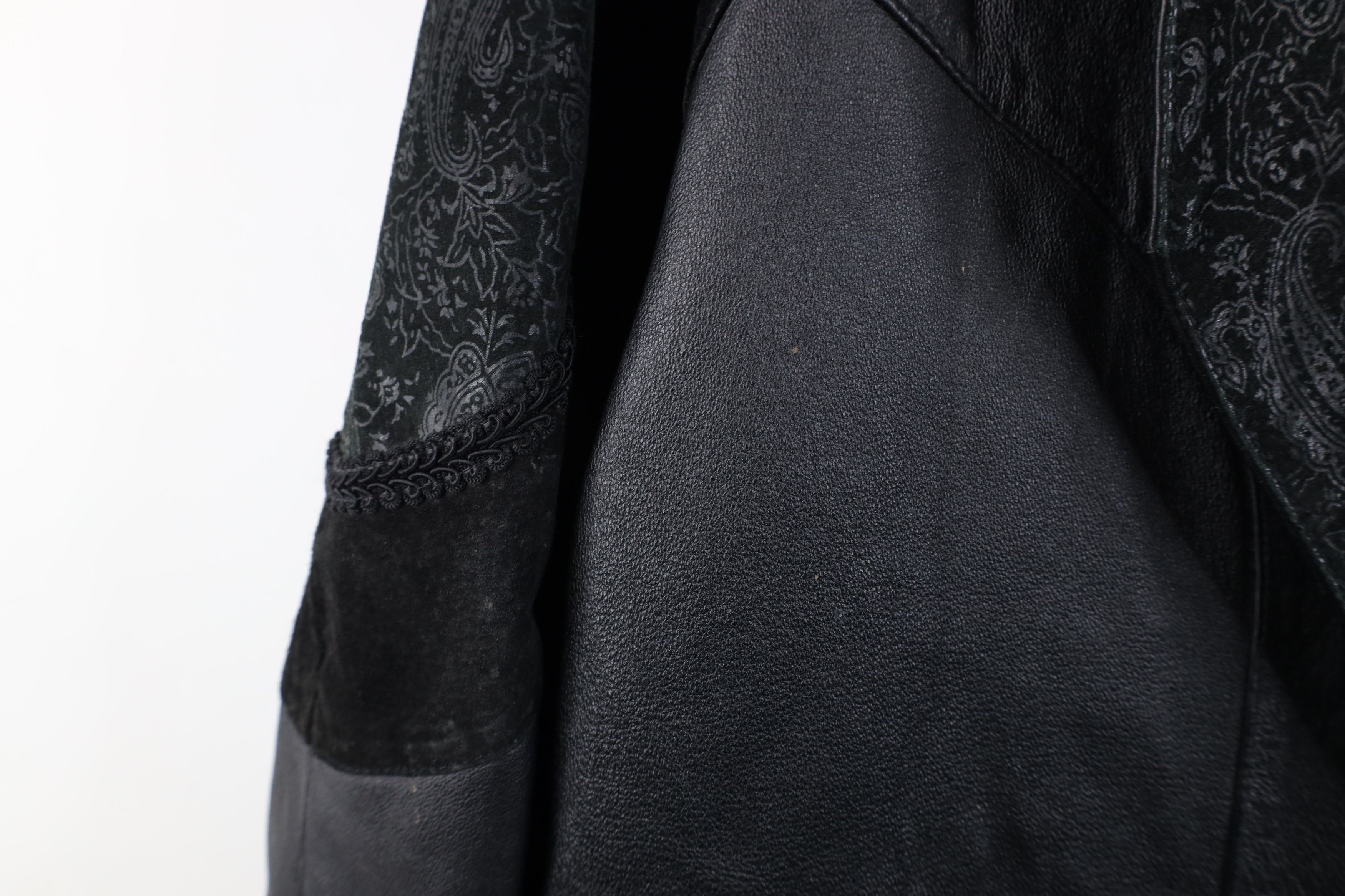 Vintage Vintage 90s Streetwear Gothic Paisley Leather Coat Jacket Size L / US 10 / IT 46 - 6 Thumbnail