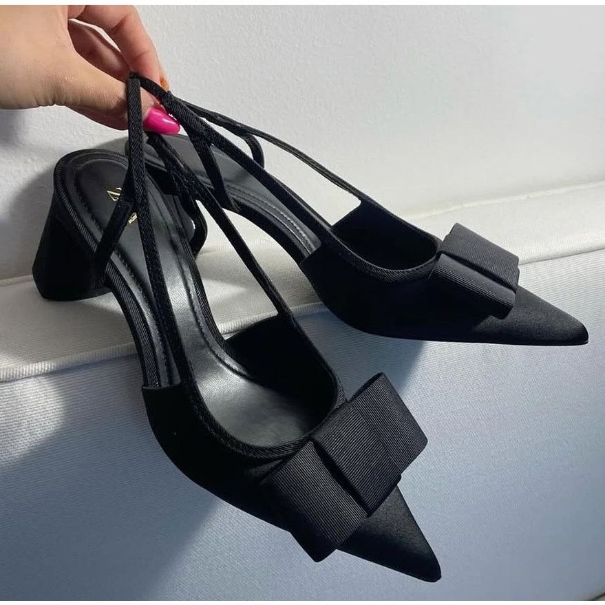 Zara ZARA Black Slingback Heels NWT Size US 8 / IT 38 - 6 Thumbnail
