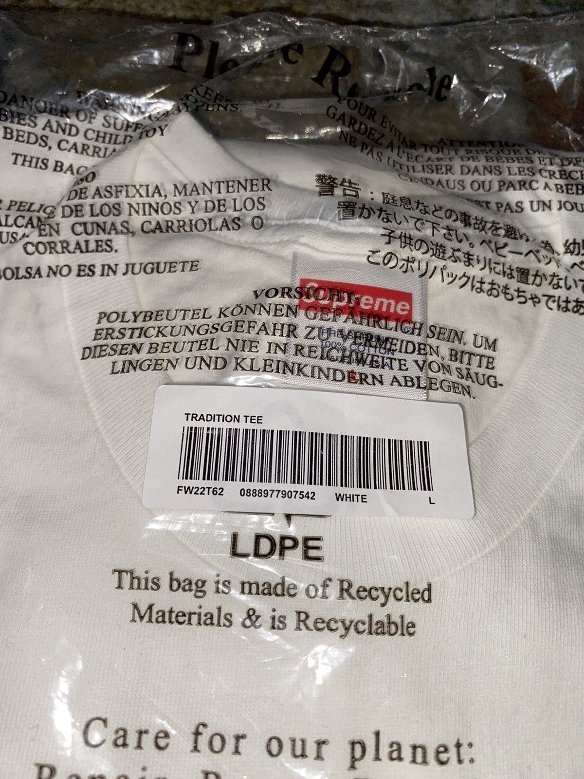 Supreme Supreme Tradition Tee White 2022 Size US L / EU 52-54 / 3 - 4 Thumbnail