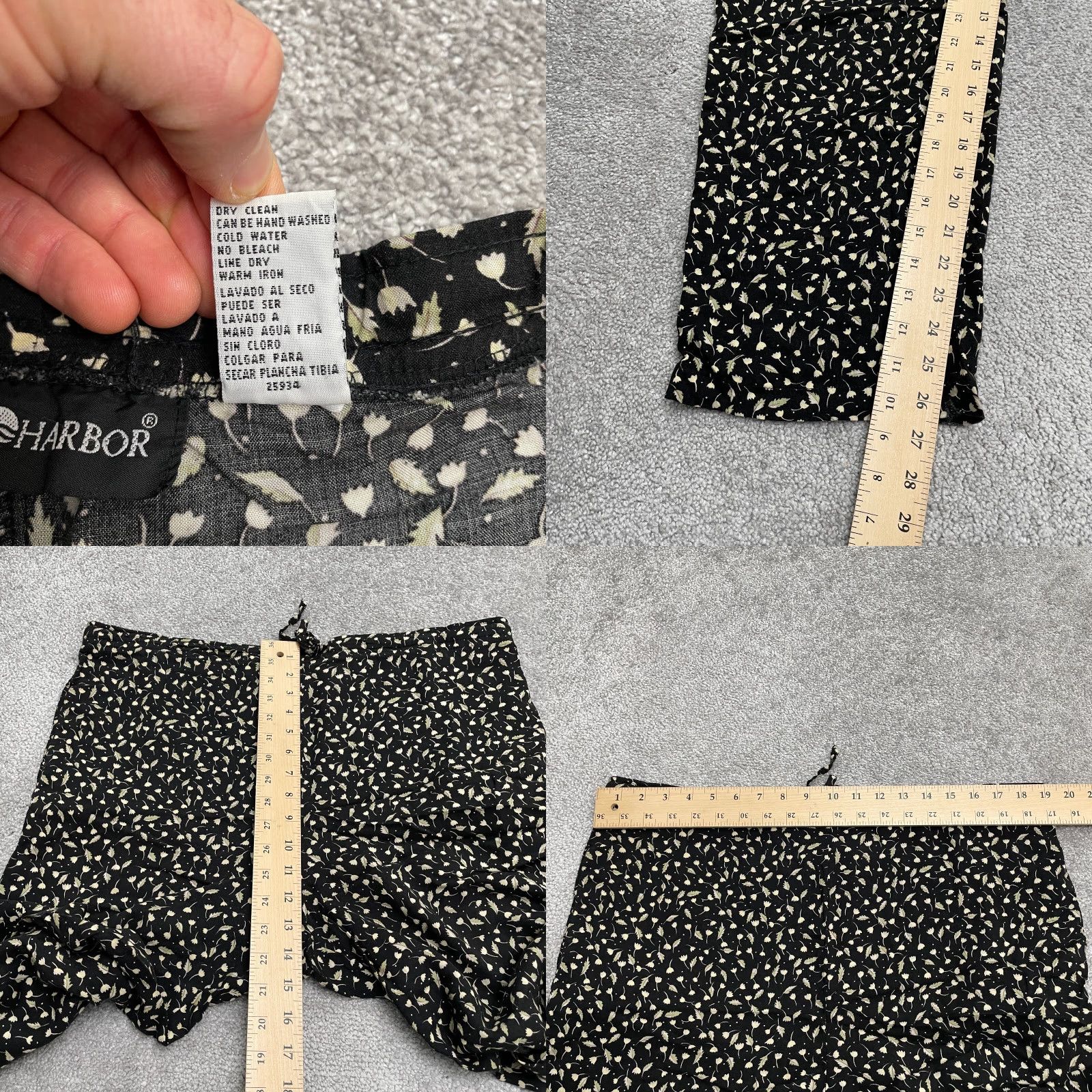 Vintage Sag Harbor Lounge Pants Womens Small Black Floral Pajama Crop Sleepwear Size 28" / US 6 / IT 42 - 8 Thumbnail