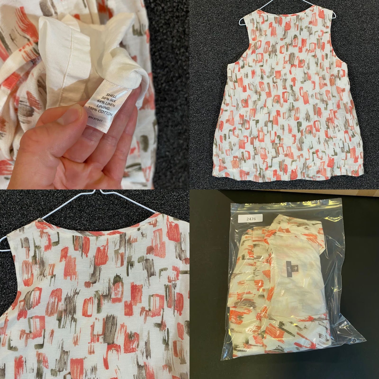 J. Jill J. Jill Tank Top Womens L Silk Linen Blend White Red Sleeveless Blouse Casual Workwear Size L / US 10 / IT 46 - 8 Thumbnail