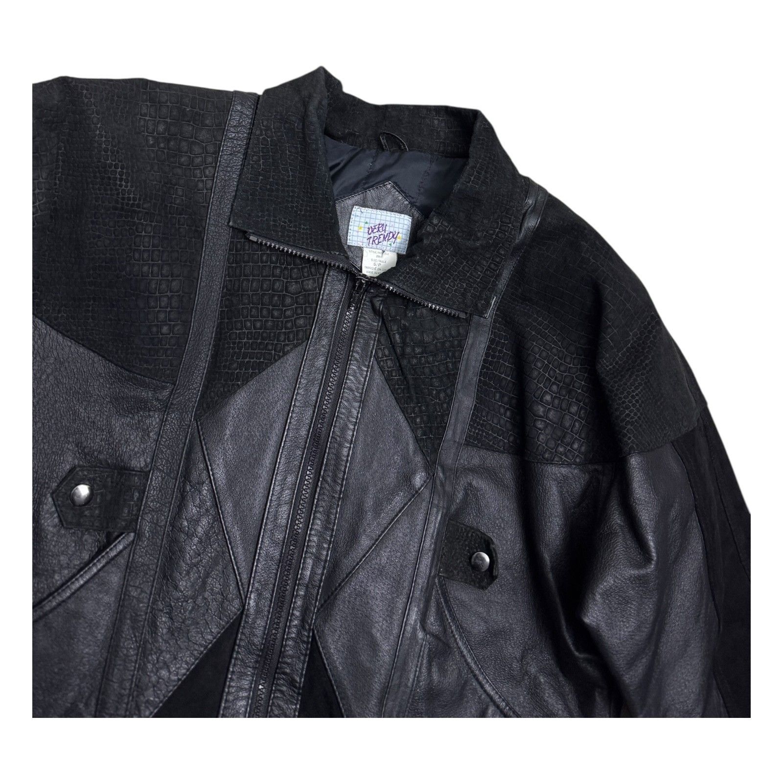 Vintage RETRO GENUINE LEATHER Trendy Vintage Bomber Jacket Small Size S / US 4 / IT 40 - 2 Thumbnail