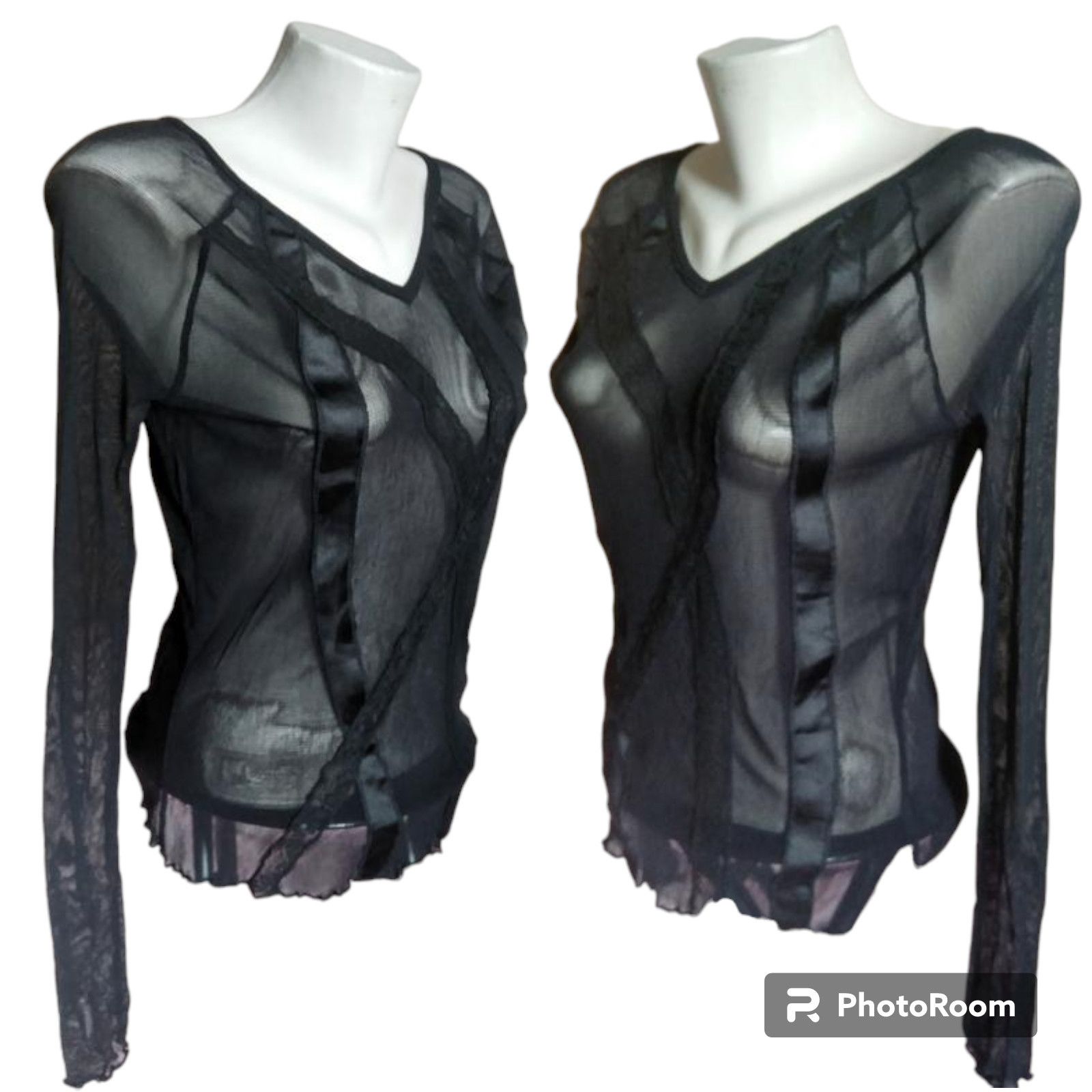 Other Avant Garde sheer mesh longsleeve blouse black color sz L/XL Size L / US 10 / IT 46 - 4 Thumbnail