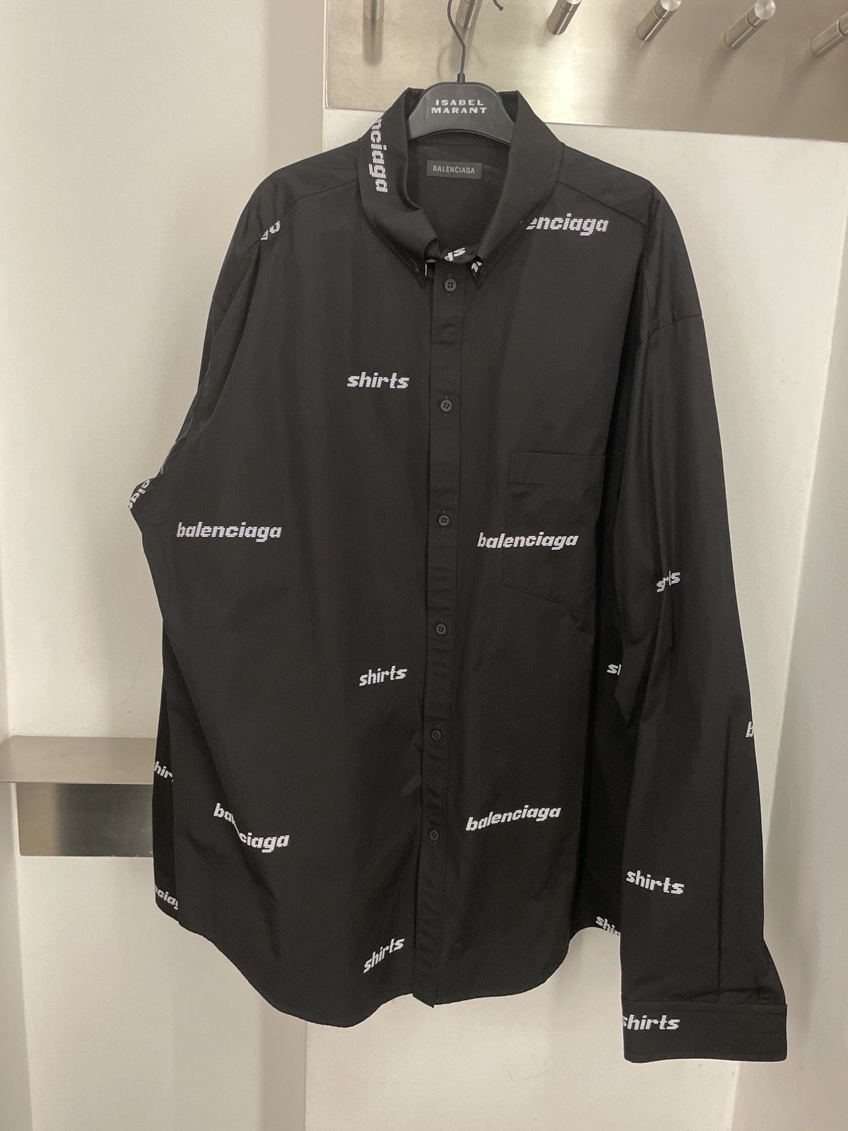 Balenciaga ALL-OVER LOGO SHIRT Size US XL / EU 56 / 4 - 2 Thumbnail
