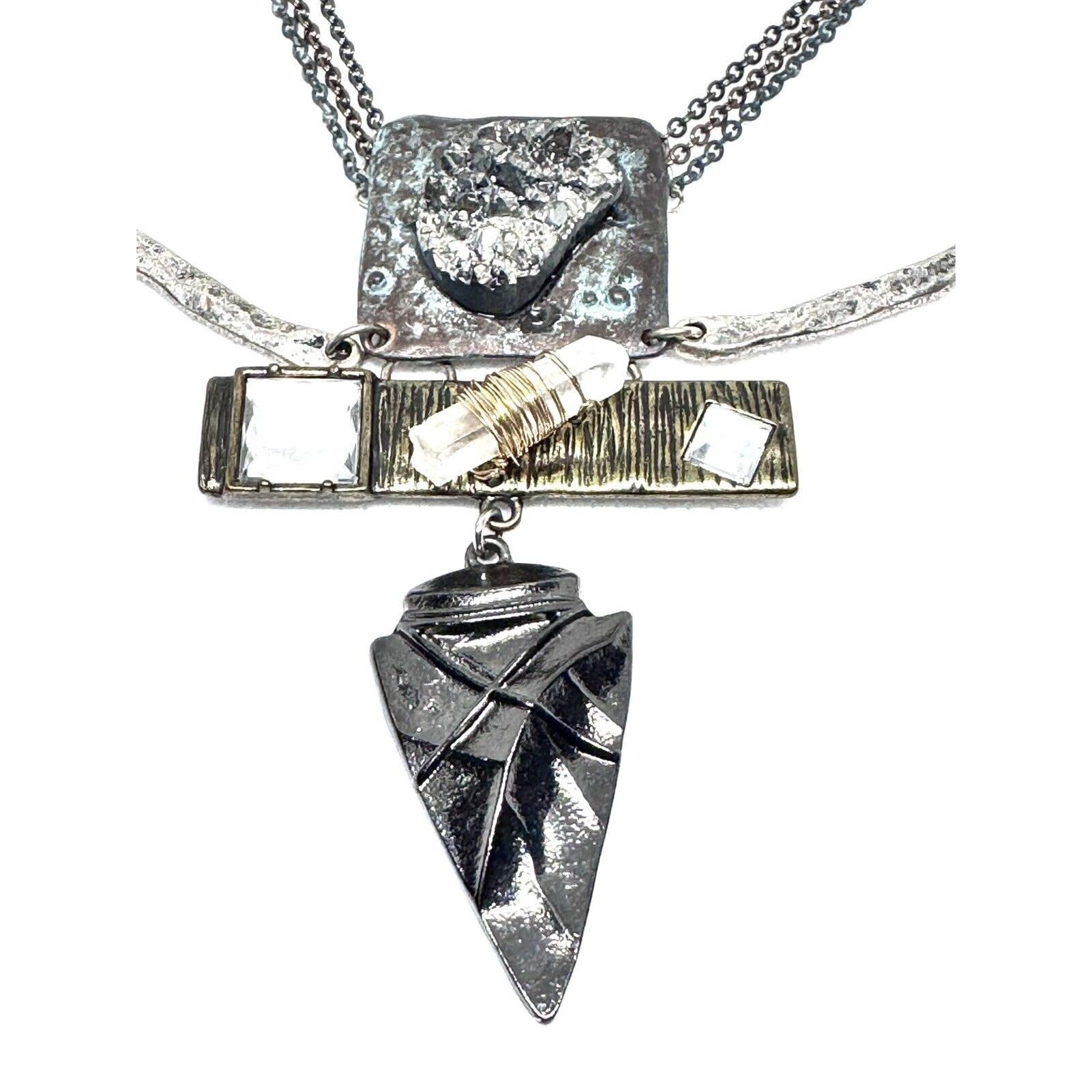 Other VINTAGE! VERY UNIQUE SILVER MULTIMEDIA QUARTZ NECKLACE Size ONE SIZE - 2 Thumbnail