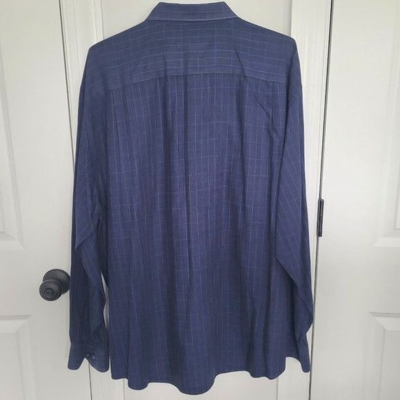Other Geoffrey Beene Navy Checkered Long Sleeve Button-Up Shirt Size US XXL / EU 58 / 5 - 6 Thumbnail