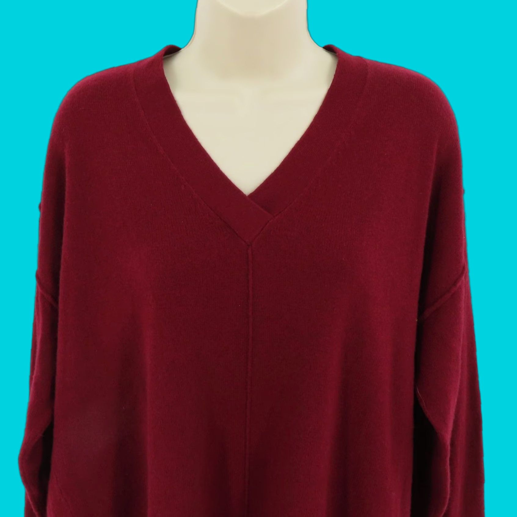 Joseph Joseph Womens Large Red V Neck Tunic Sweater All Soft Wool Pullover Tight Knit Size L / US 10 / IT 46 - 1 Thumbnail