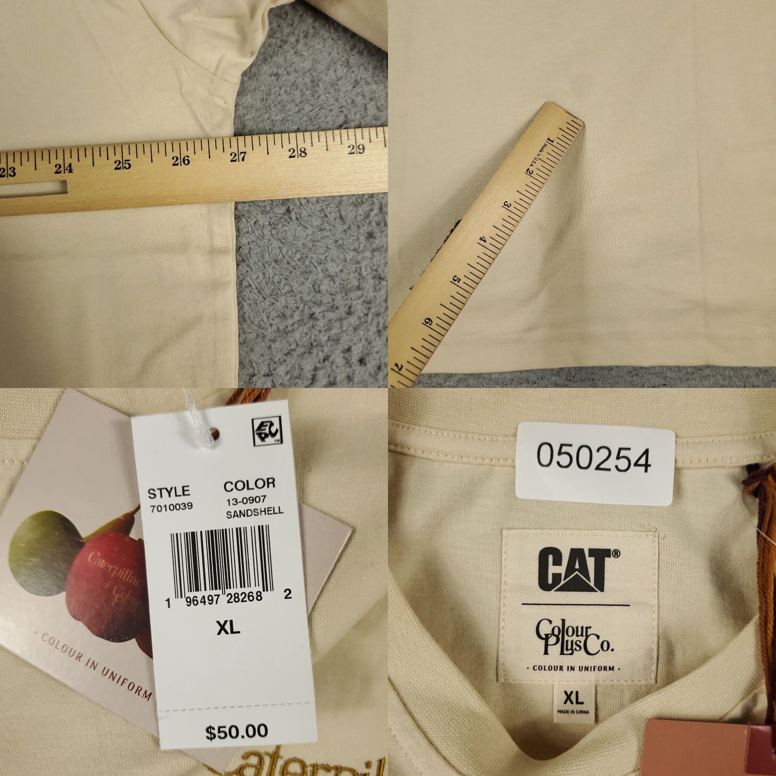 Vintage CAT T-Shirt Mens XL Beige Casual Short Sleeve Logo Classic Modern Sports Size US XL / EU 56 / 4 - 8 Thumbnail