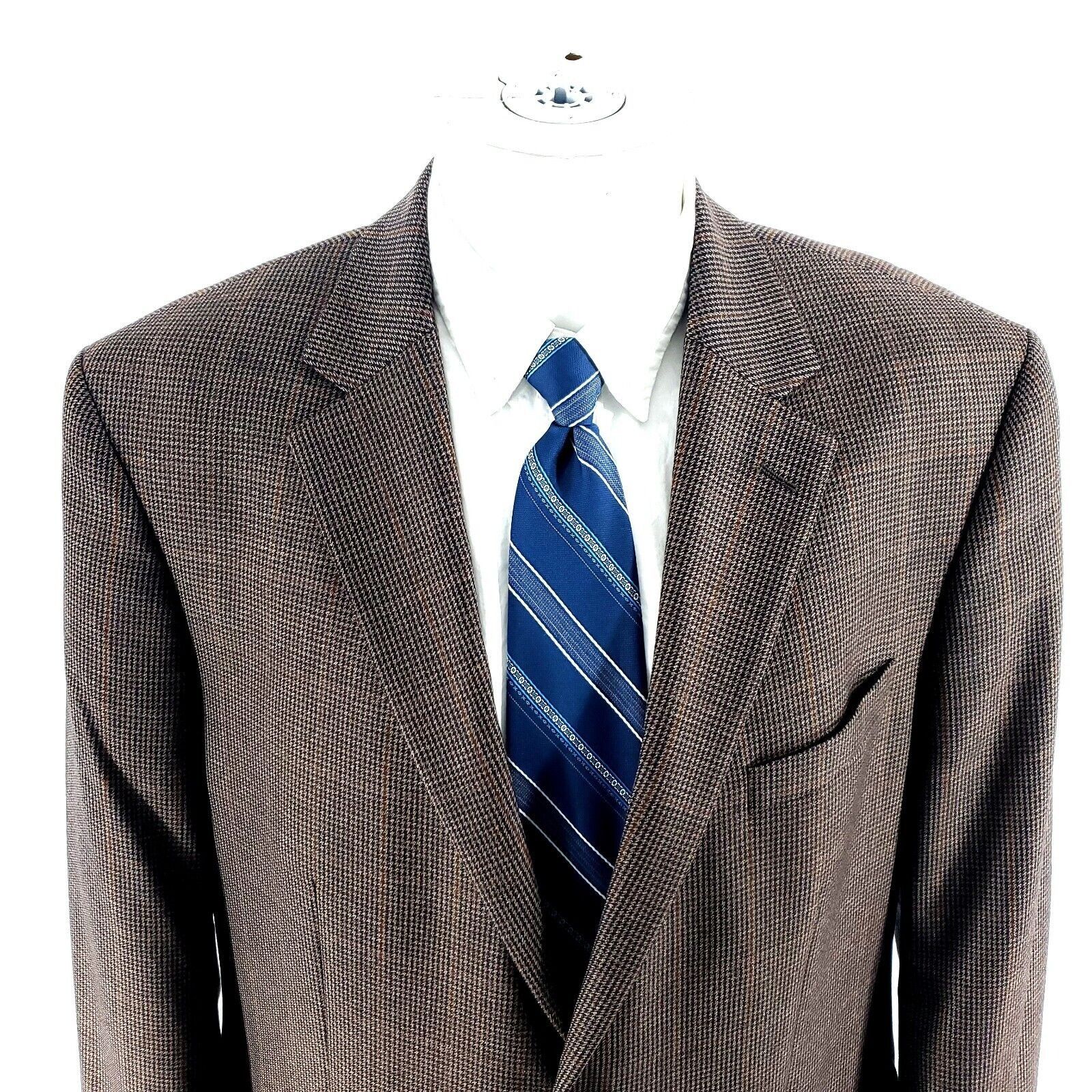 Nautica Nautica Wool 2 Button Sport Coat 44R Beige Blue Brown Hounds Size 44R - 1 Thumbnail