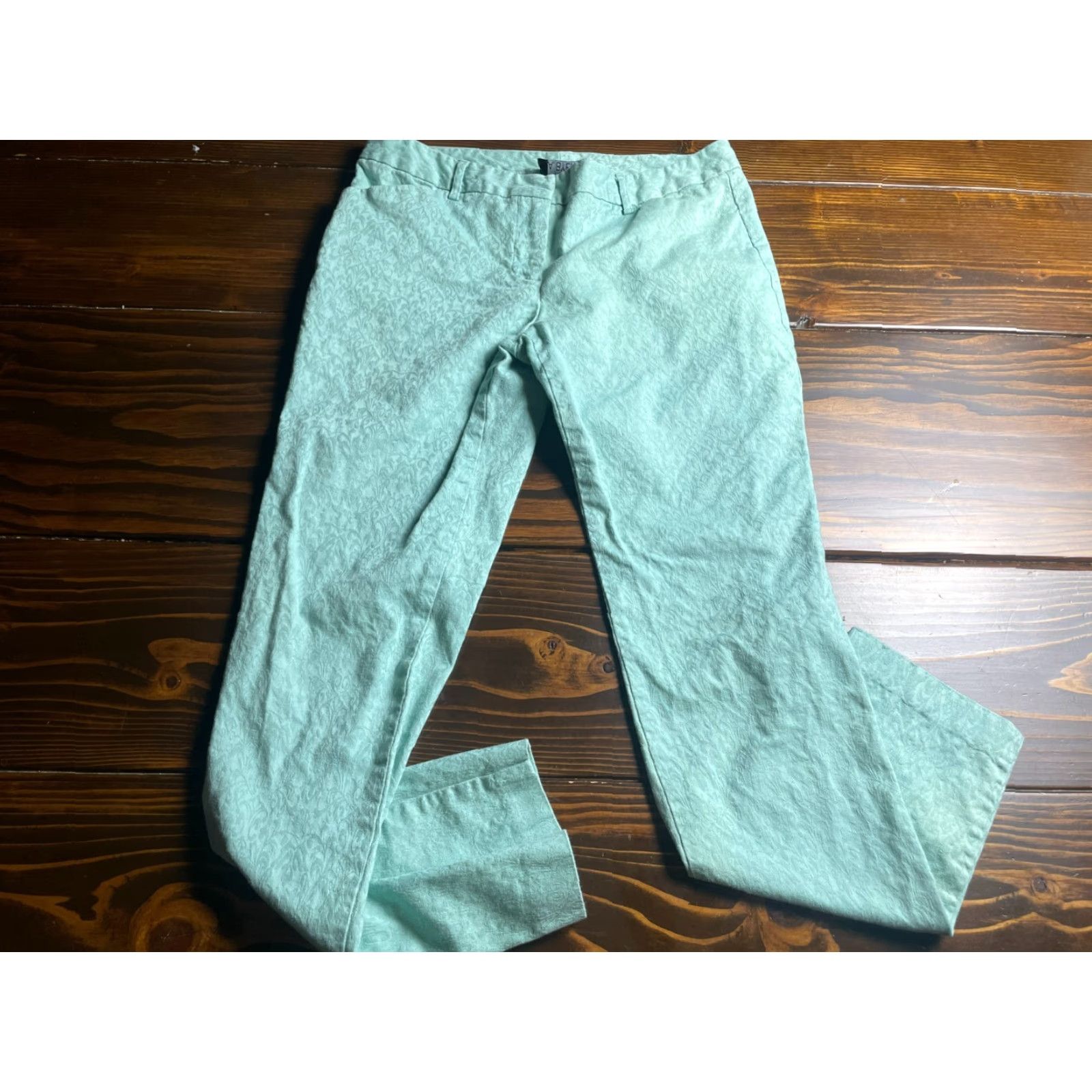 Vintage A.Byer Jeans Women's 9 Green Floral Denim Skinny Pockets Size 30" / US 8 / IT 44 - 2 Thumbnail