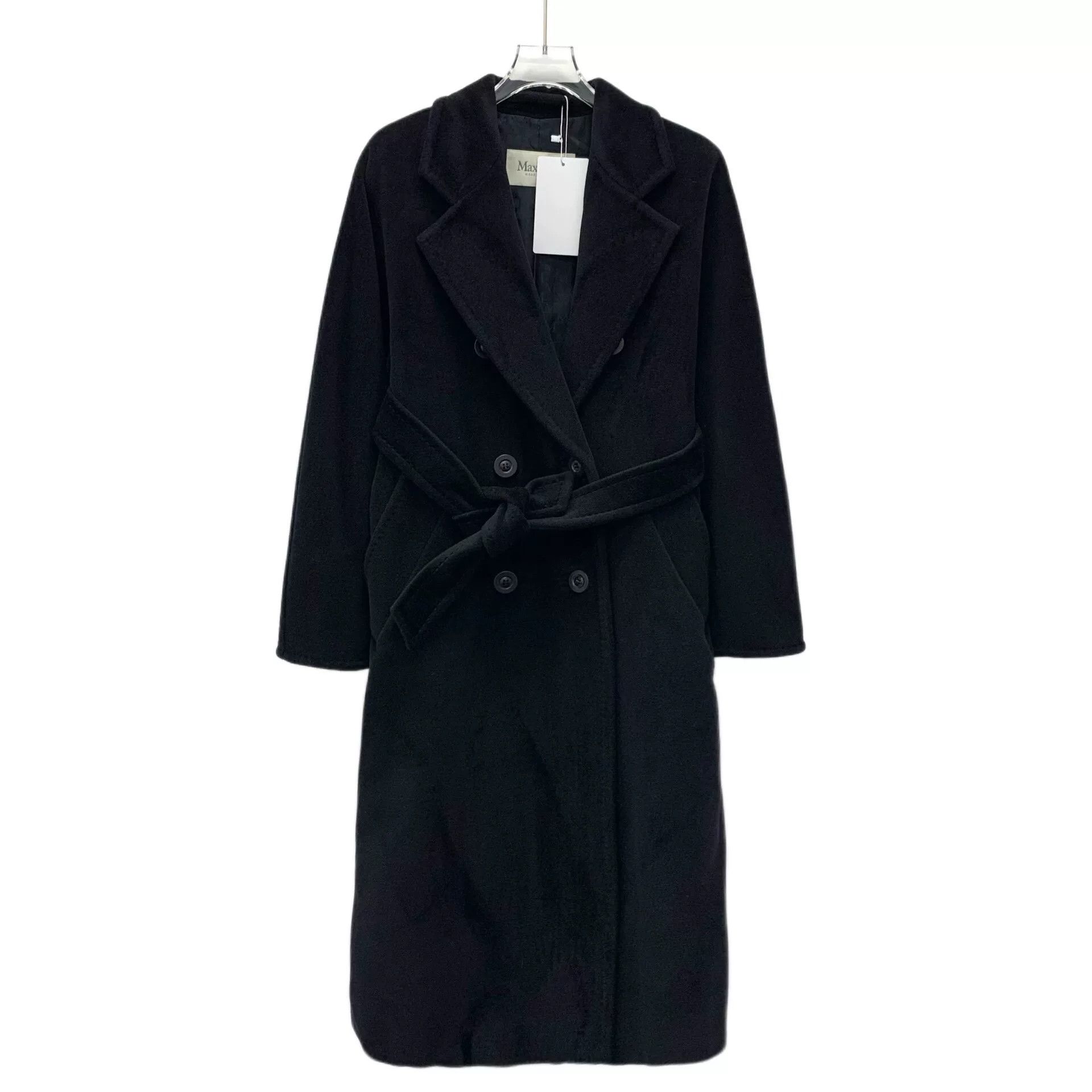 Max Mara black wool double-breasted coat with belt Size US XXS / EU 40 - 1 Thumbnail