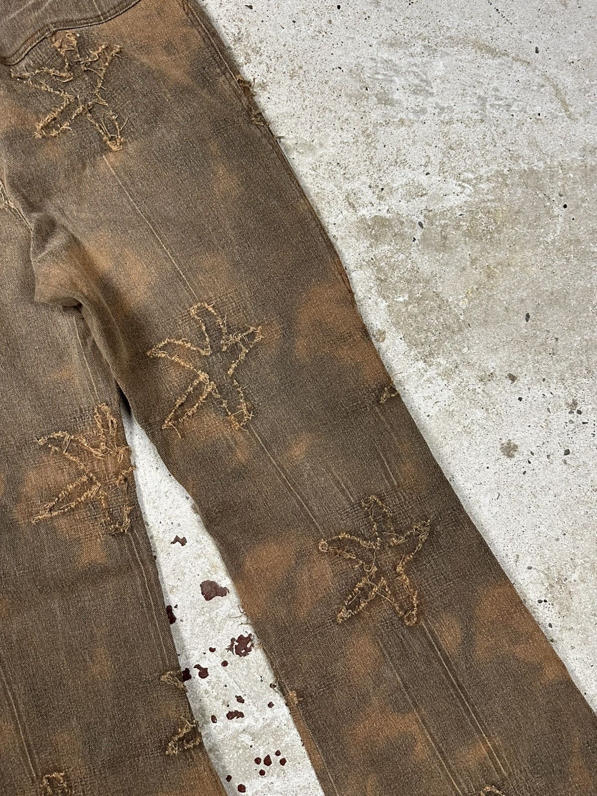 Japanese Brand × Le Grande Bleu (L.G.B.) × Tornado Mart Vintage Y2K Japanese Style Flare Embroidery Flowers Pants Size US 27 - 13 Thumbnail