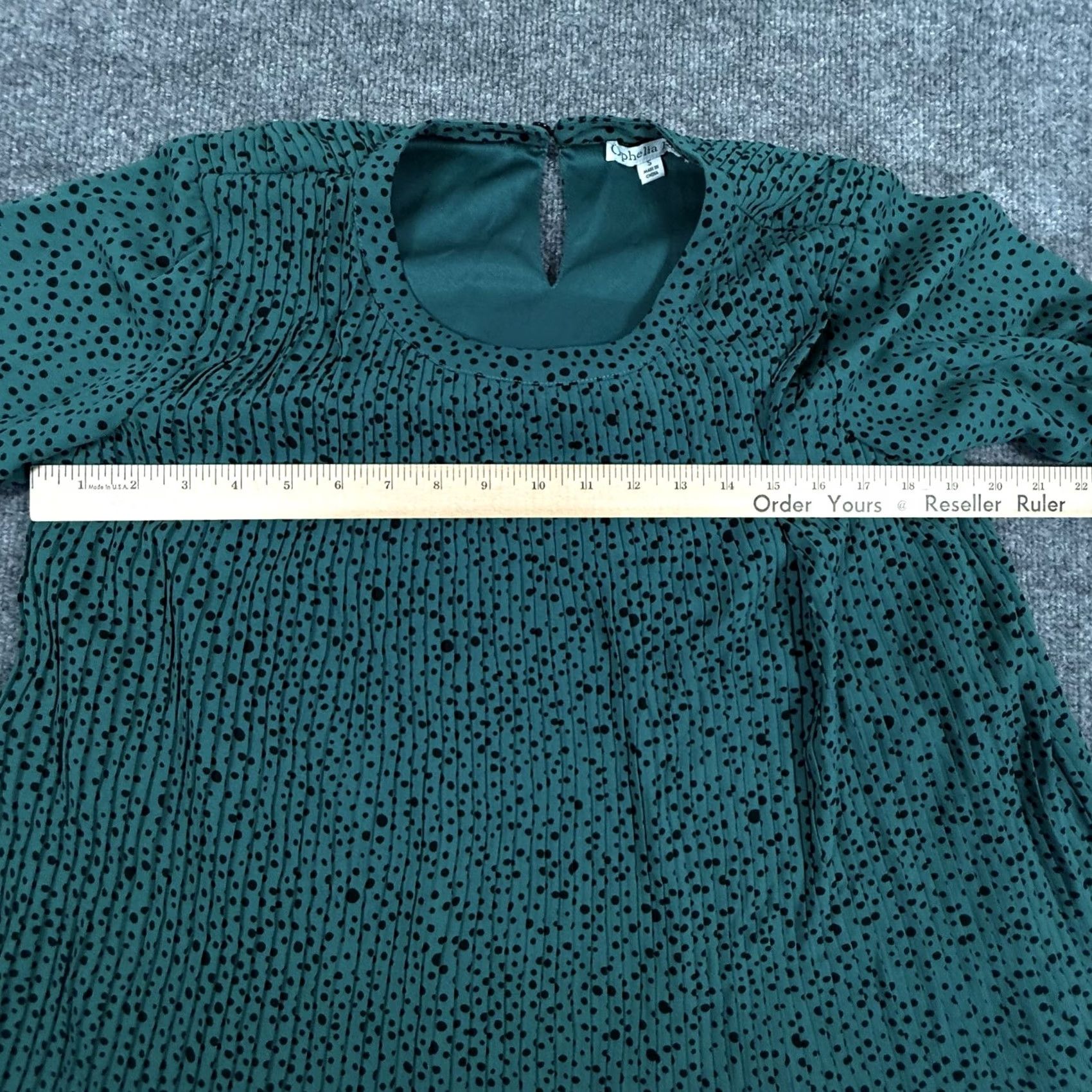 Vintage Ophelia Roe Dress Womens Small Green Black Polka Dot Long Sleeve Pleated Lined Dress Size S / US 4 / IT 40 - 5 Thumbnail