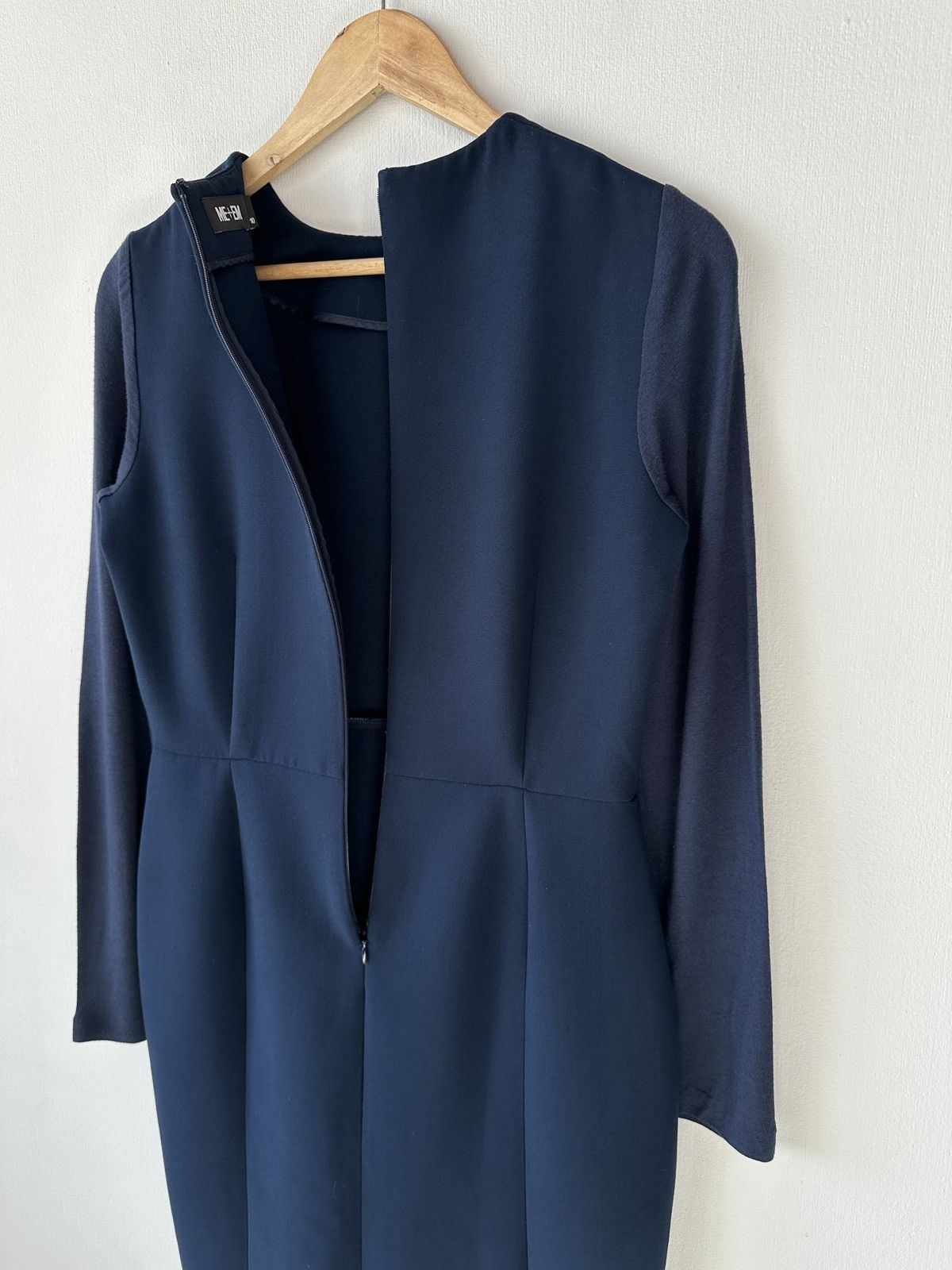 ME+EM ME+EM Navy Blue Sheath Midi Dress Long Sleeve size UK 10 Size M / US 6-8 / IT 42-44 - 9 Thumbnail