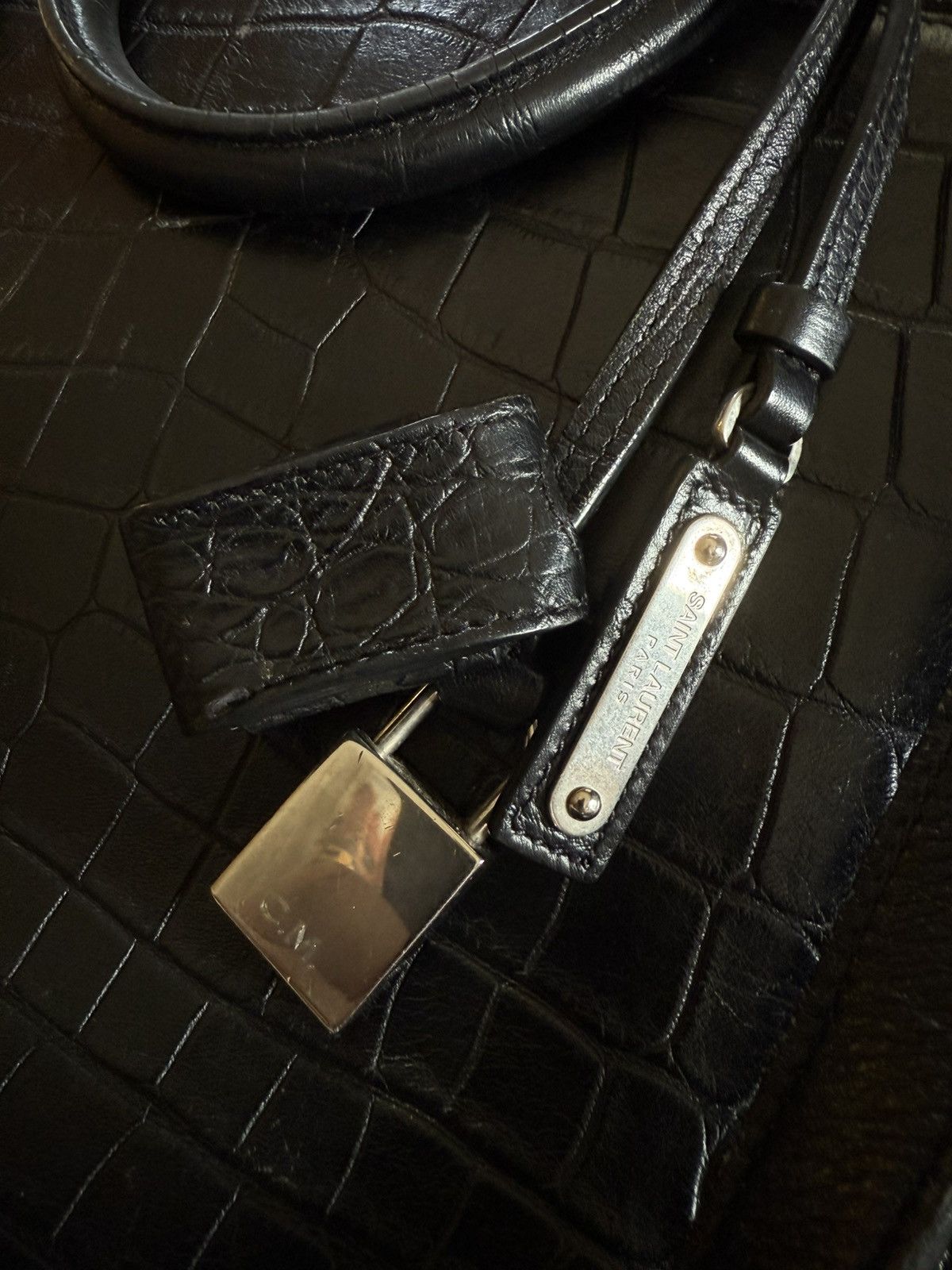 Saint Laurent Paris SLP Crocodile Embossed Sac Du Jour Large Briefcase Size ONE SIZE - 8 Thumbnail