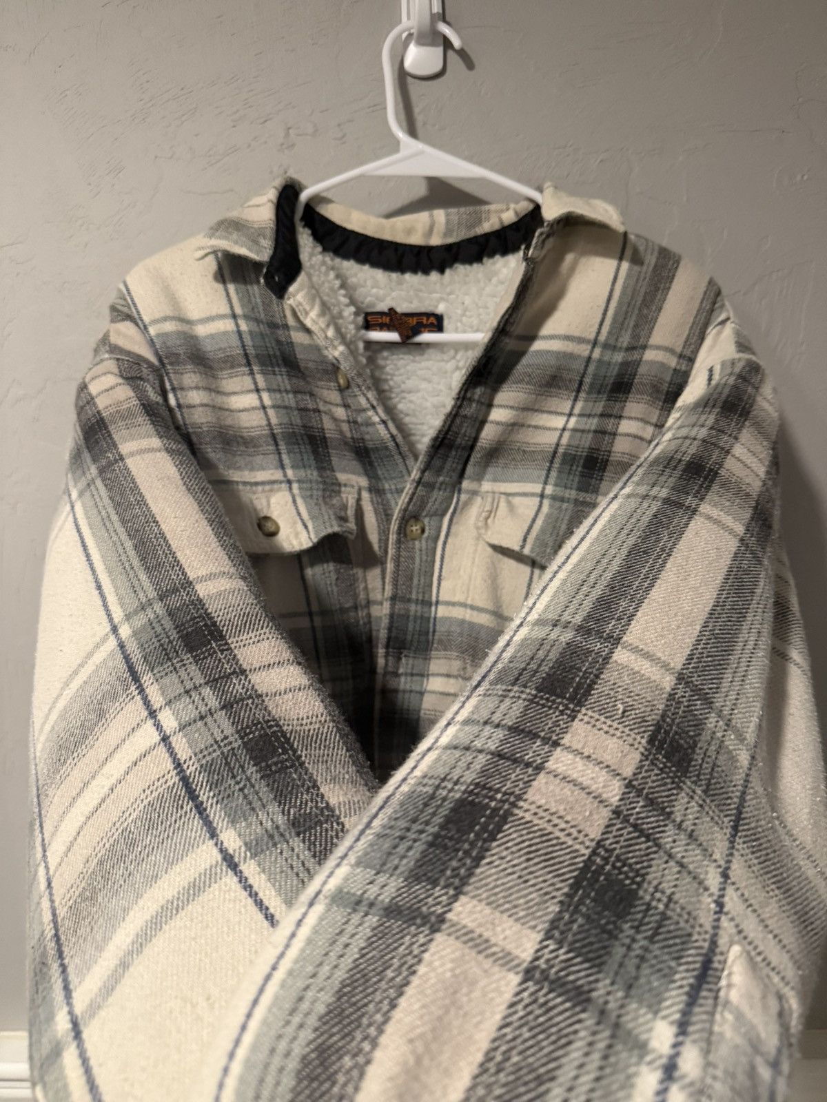 Vintage (XL) BEAUTIFUL FADED VINTAGE White Flannel Button Up Fleece Size US L / EU 52-54 / 3 - 3 Thumbnail