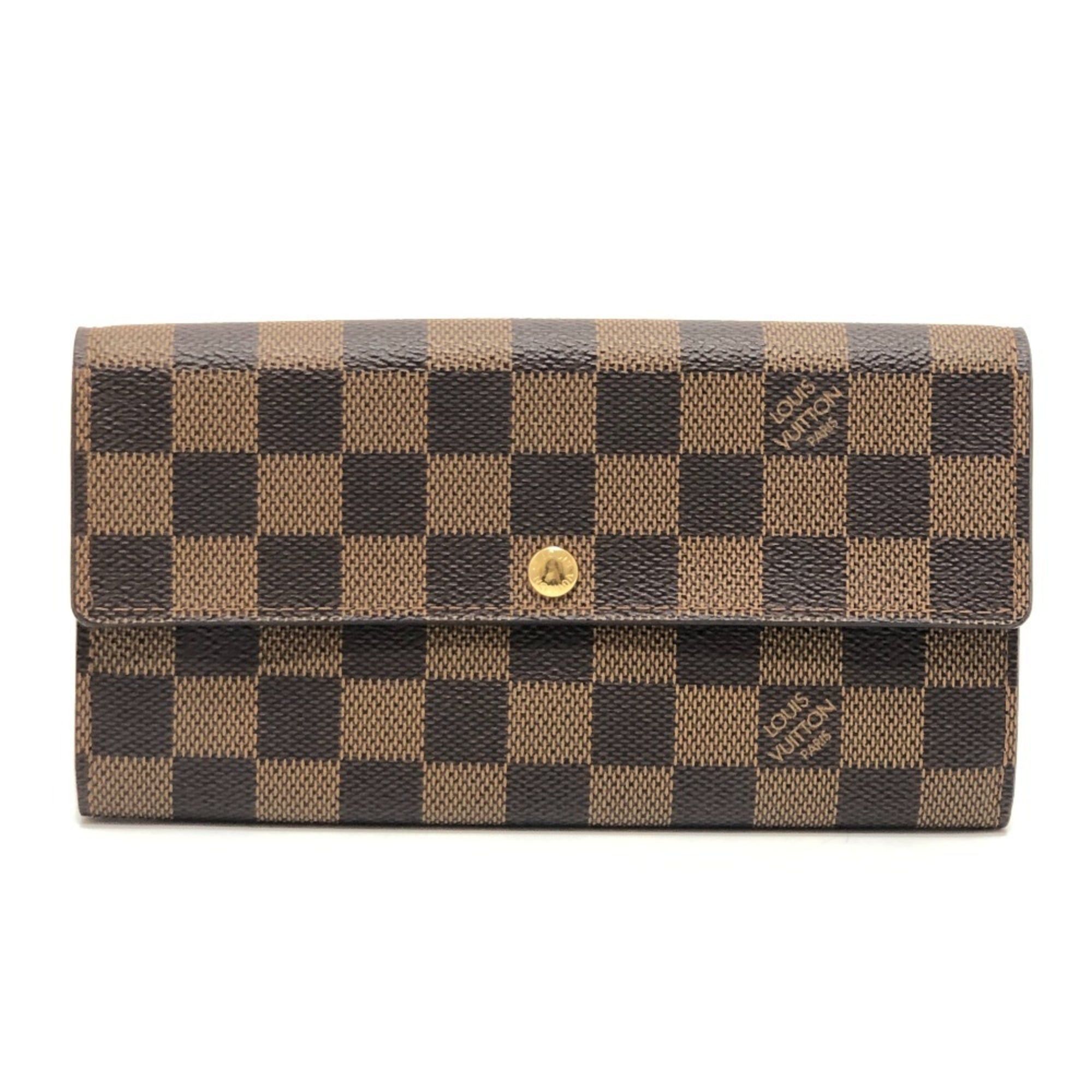 Louis Vuitton LOUIS VUITTON N61734 Portefeuille Sarah Long Wallet, Bifold, Damier Canvas, Ebene, Brown, Women's Size ONE SIZE - 1 Thumbnail