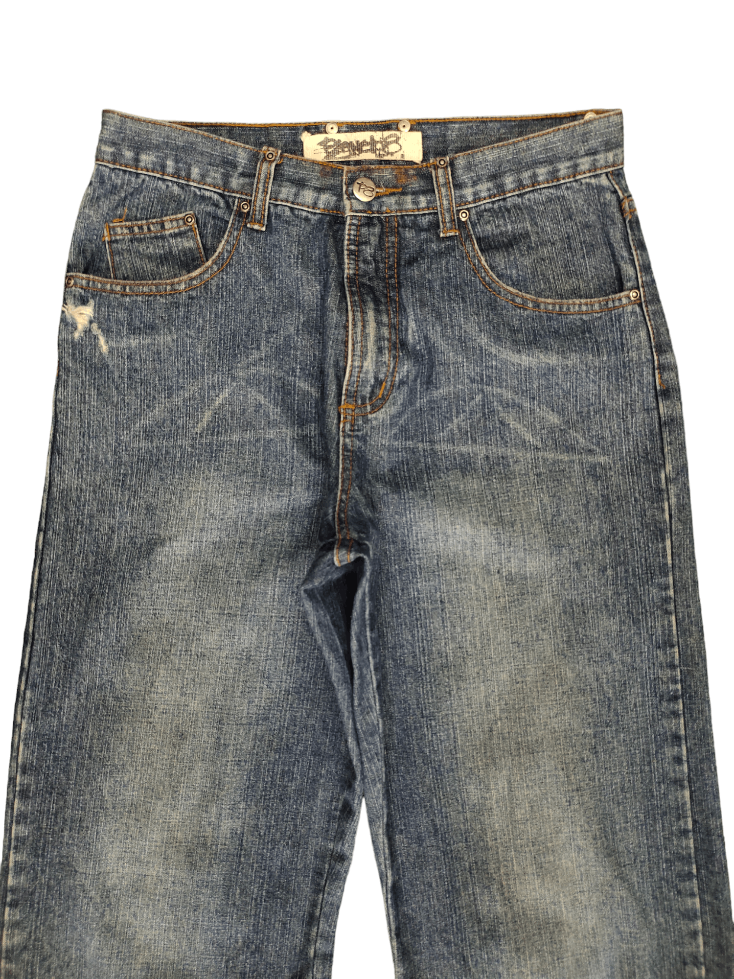 Japanese Brand Planet 8 Denim Y2k Jnco Streetwear Wide Leg Jeans Size US 28 / EU 44 - 9 Thumbnail