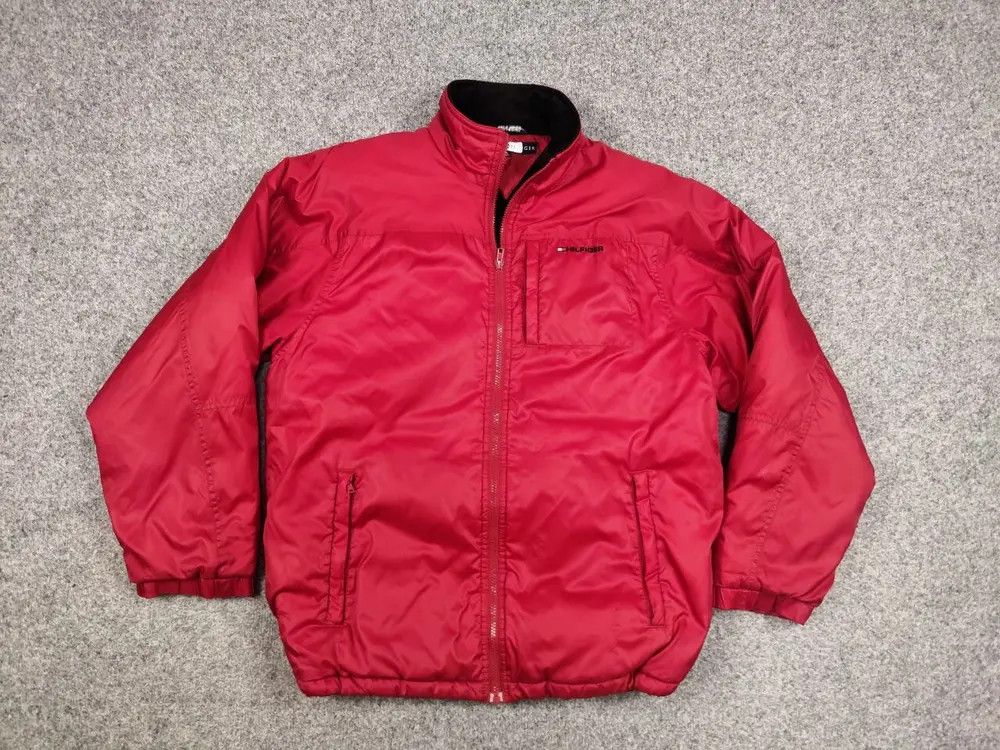 Tommy Hilfiger Vintage 90s Tommy Hilfiger Bright Red Fleece Lined Jacket Size US M / EU 48-50 / 2 - 4 Thumbnail