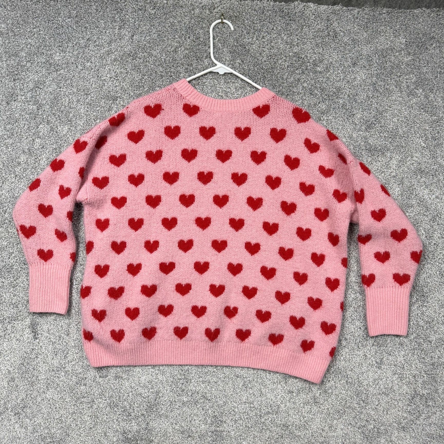 Vintage CeCe Sweater Women M Pink Red Heart Print Knit Crew Neck Long Sleeve Pullover Casual Retro Preppy Lovercore Vintage No Size M / US 6-8 / IT 42-44 - 7 Thumbnail