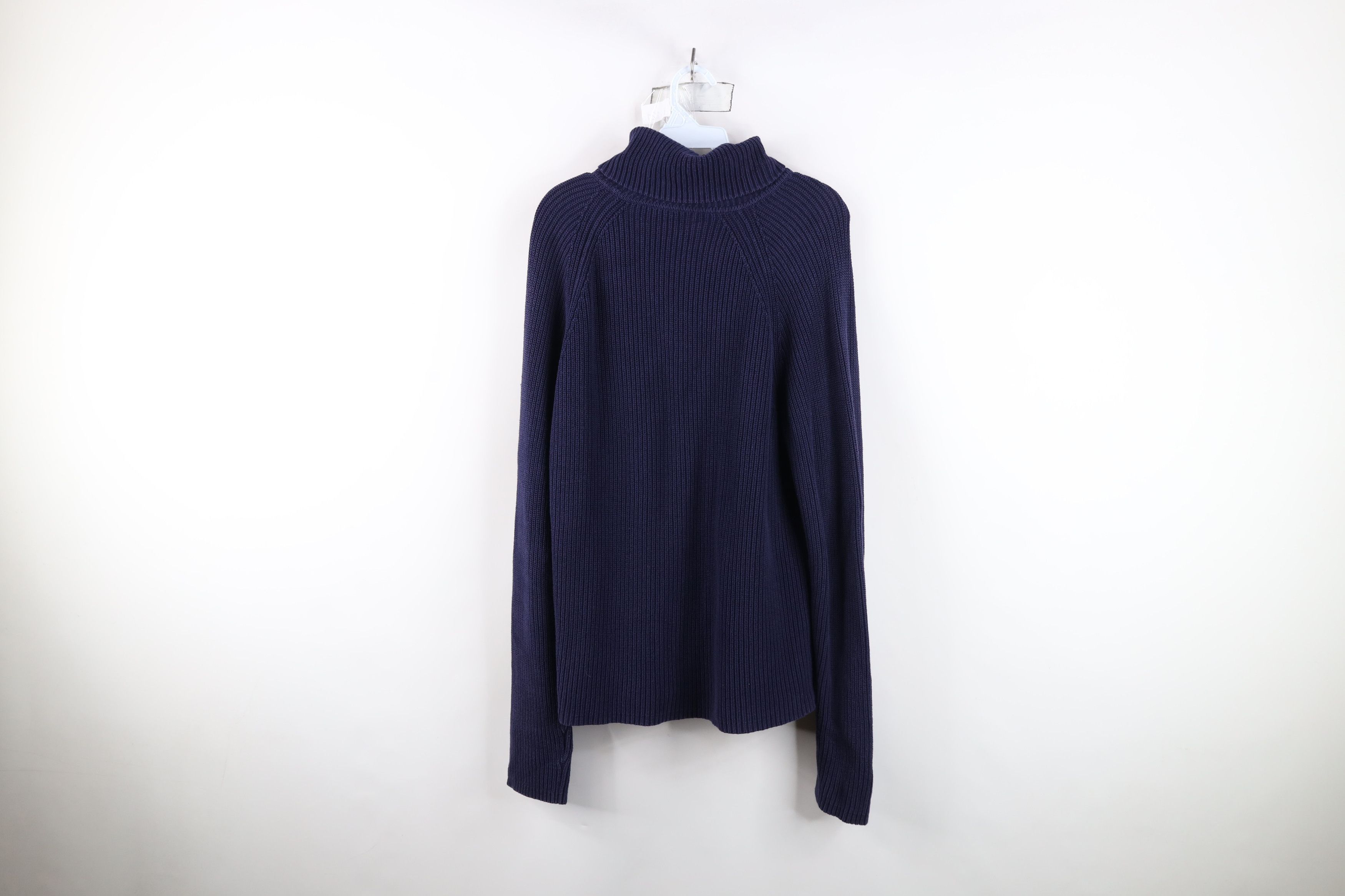 Ralph Lauren Vintage 90s Ralph Lauren Zip Ribbed Knit Sweater Blue Size XL / US 12-14 / IT 48-50 - 11 Thumbnail