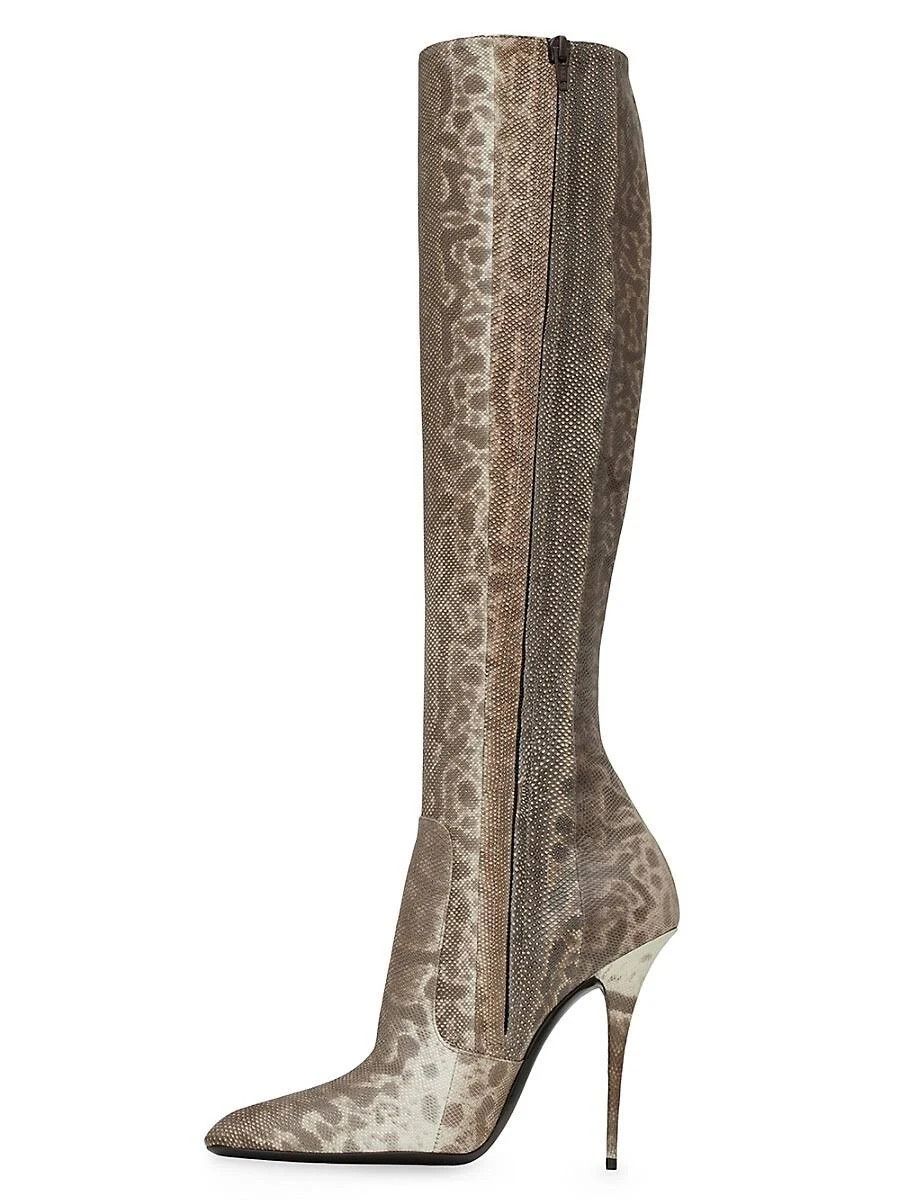 Saint Laurent Paris o1s1wg111024 Talia Boots in Snakeskin in Brown Size US 11 / IT 41 - 3 Thumbnail