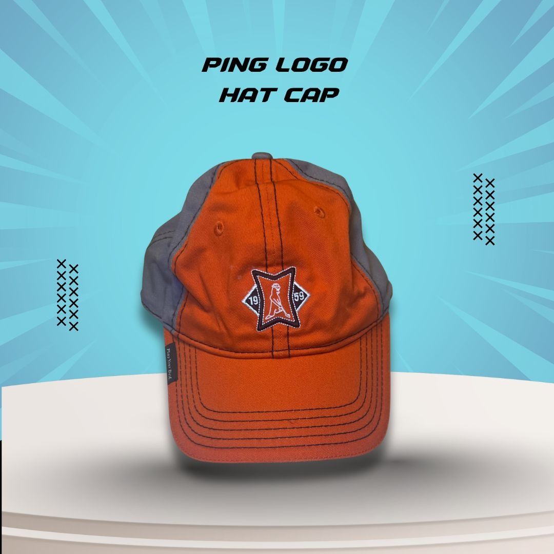 PING Ping Orange & Gray Logo Hat Cap Adjustable Unisex One Size C Size ONE SIZE - 1 Thumbnail