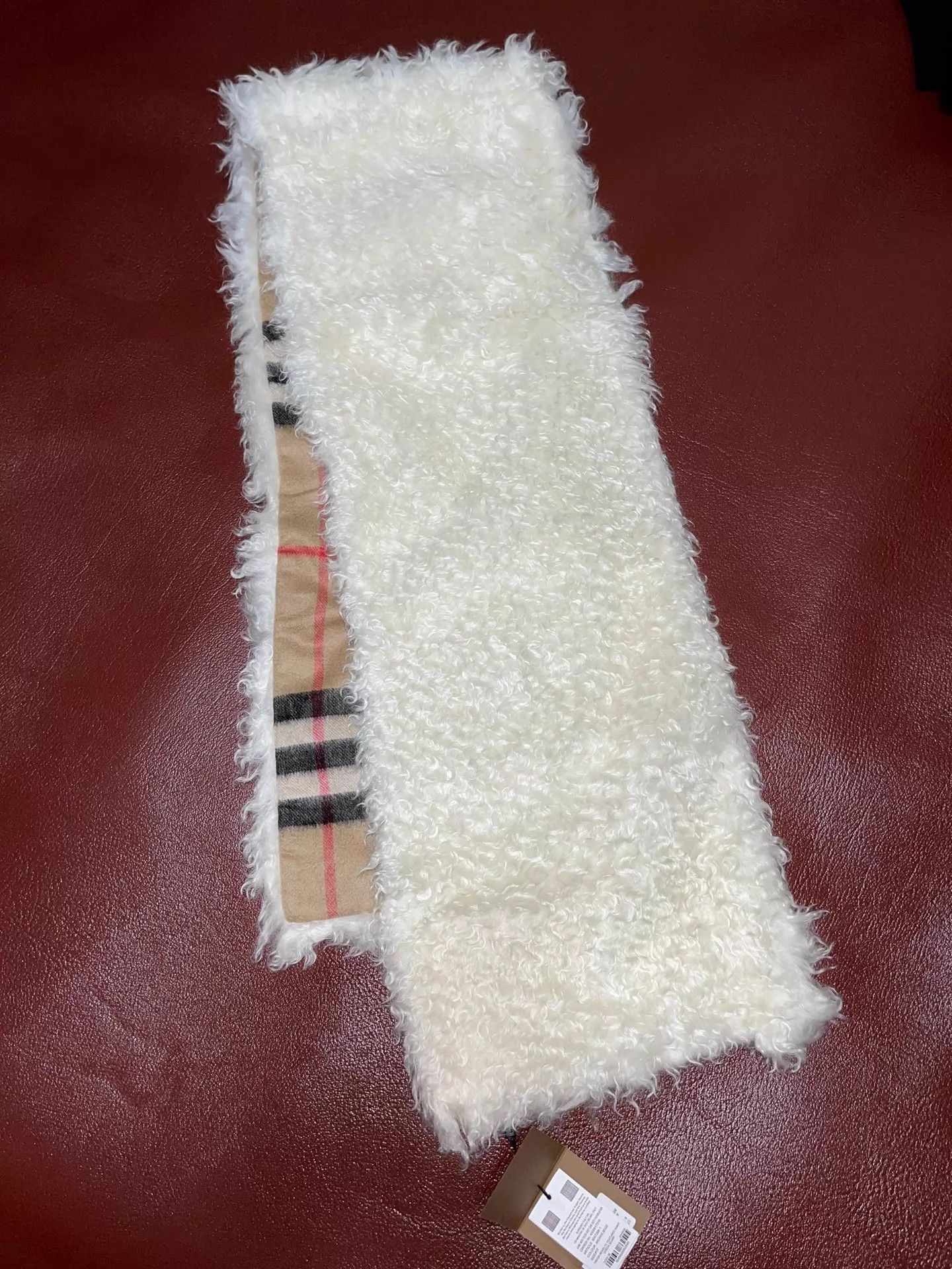 Burberry Burberry Unisex Double-Faced Check Scarf Cashmere Mohair Size ONE SIZE - 6 Thumbnail