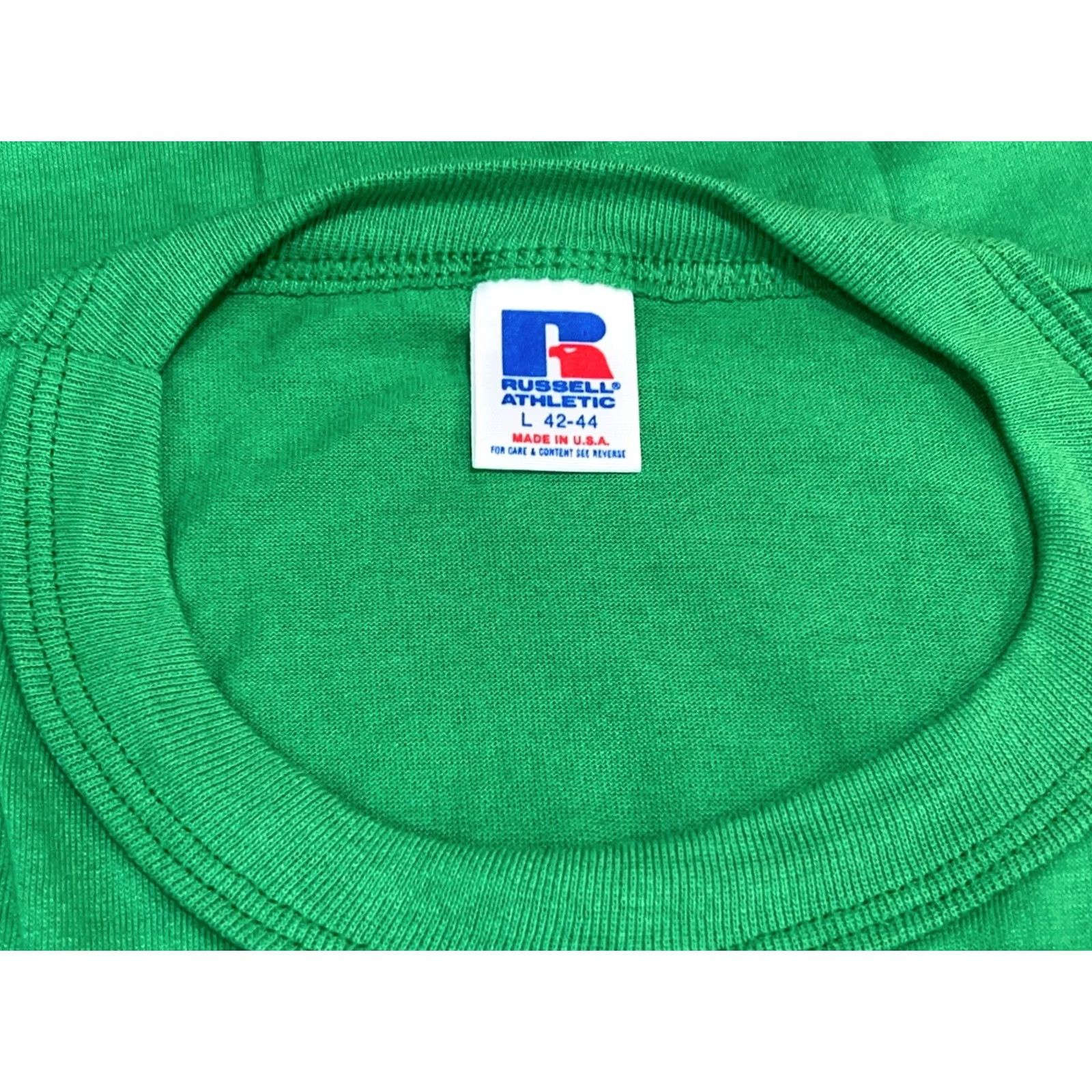 Russell Athletic VINTAGE Russell Athletic T-Shirt Men L Green 80s 90s Crew Neck Short Sleeve Cotton Polyester Blank Size US L / EU 52-54 / 3 - 7 Thumbnail
