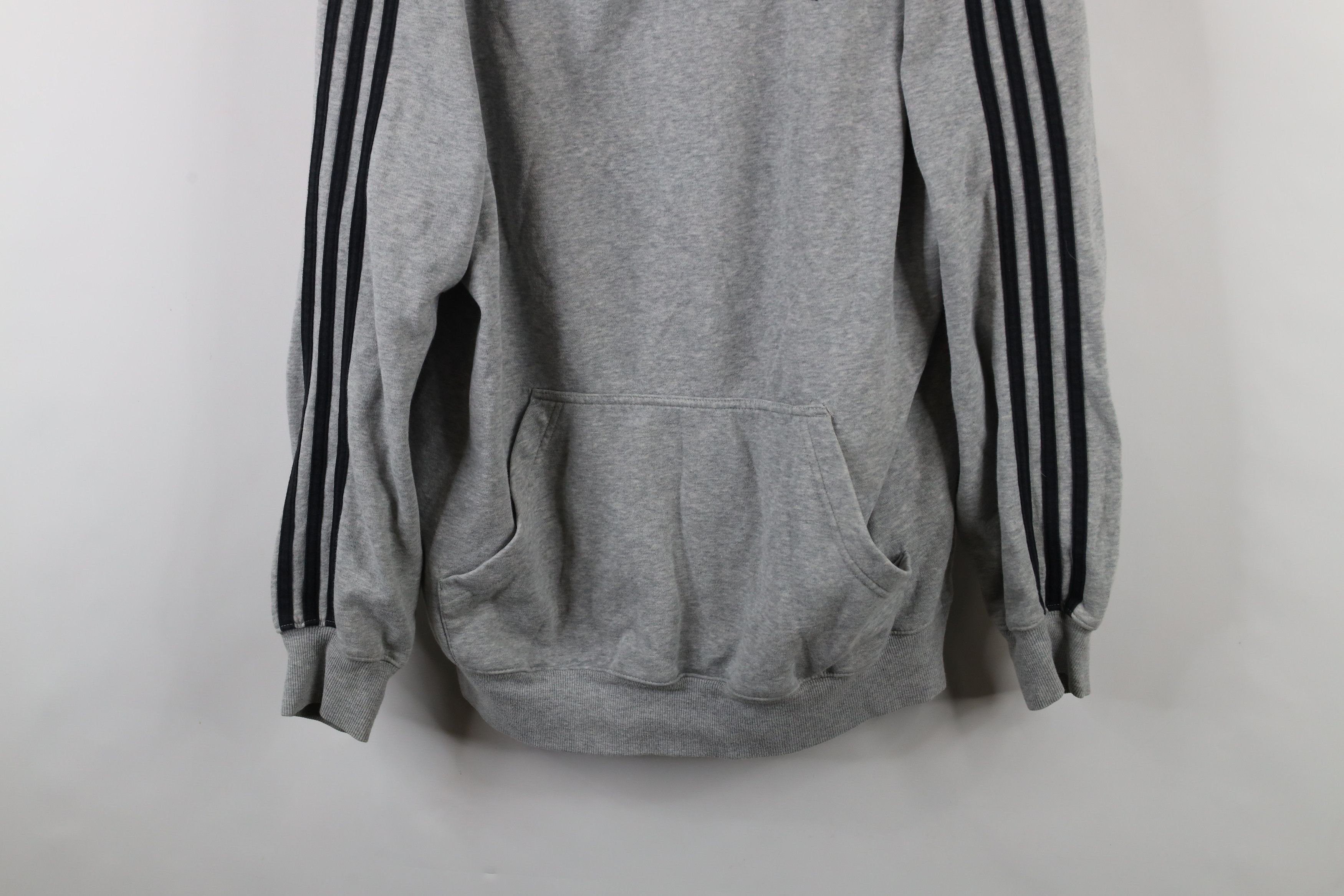 Adidas × Vintage Vintage Adidas Spell Out Striped Hoodie Sweatshirt Gray Size US L / EU 52-54 / 3 - 3 Thumbnail