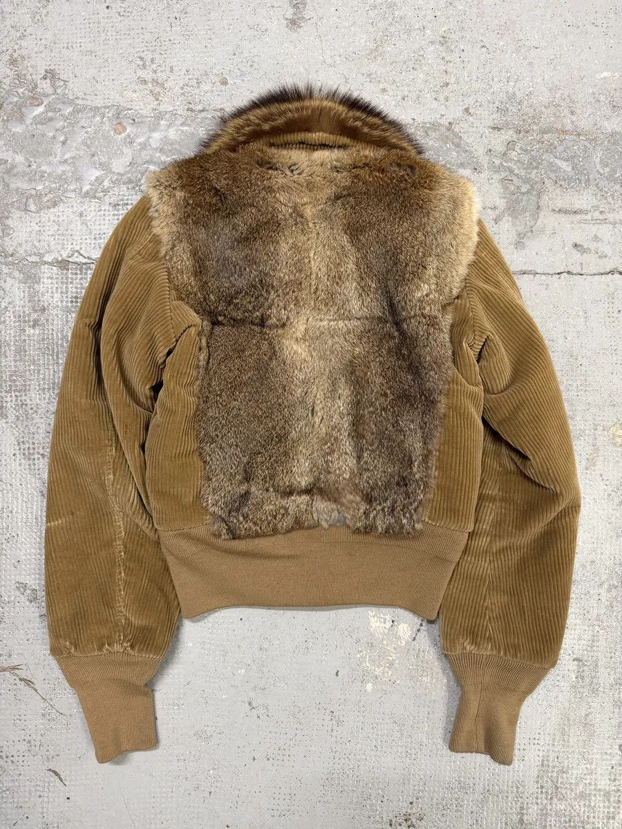 Dolce & Gabbana AW2002 Dolce & Gabbana Beige Corduroy & Rabbit Fur Bomber Jacket Size S / US 4 / IT 40 - 2 Thumbnail