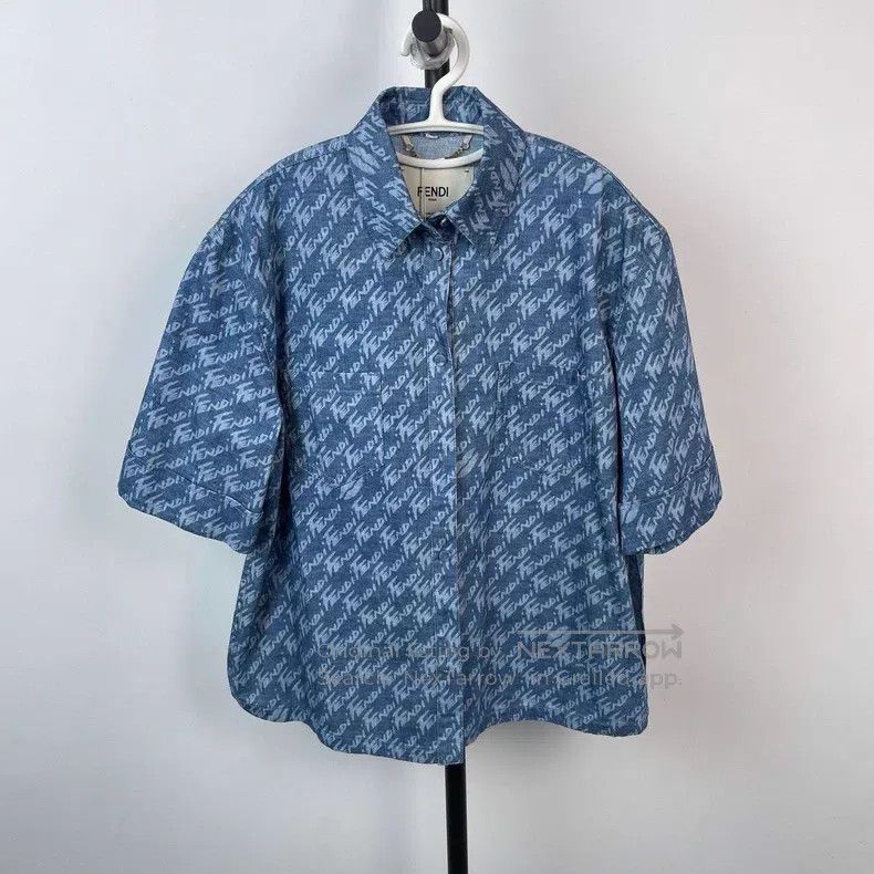 Fendi Fendi All print blue denim short-sleeve shirt Size S / US 4 / IT 40 - 1 Thumbnail