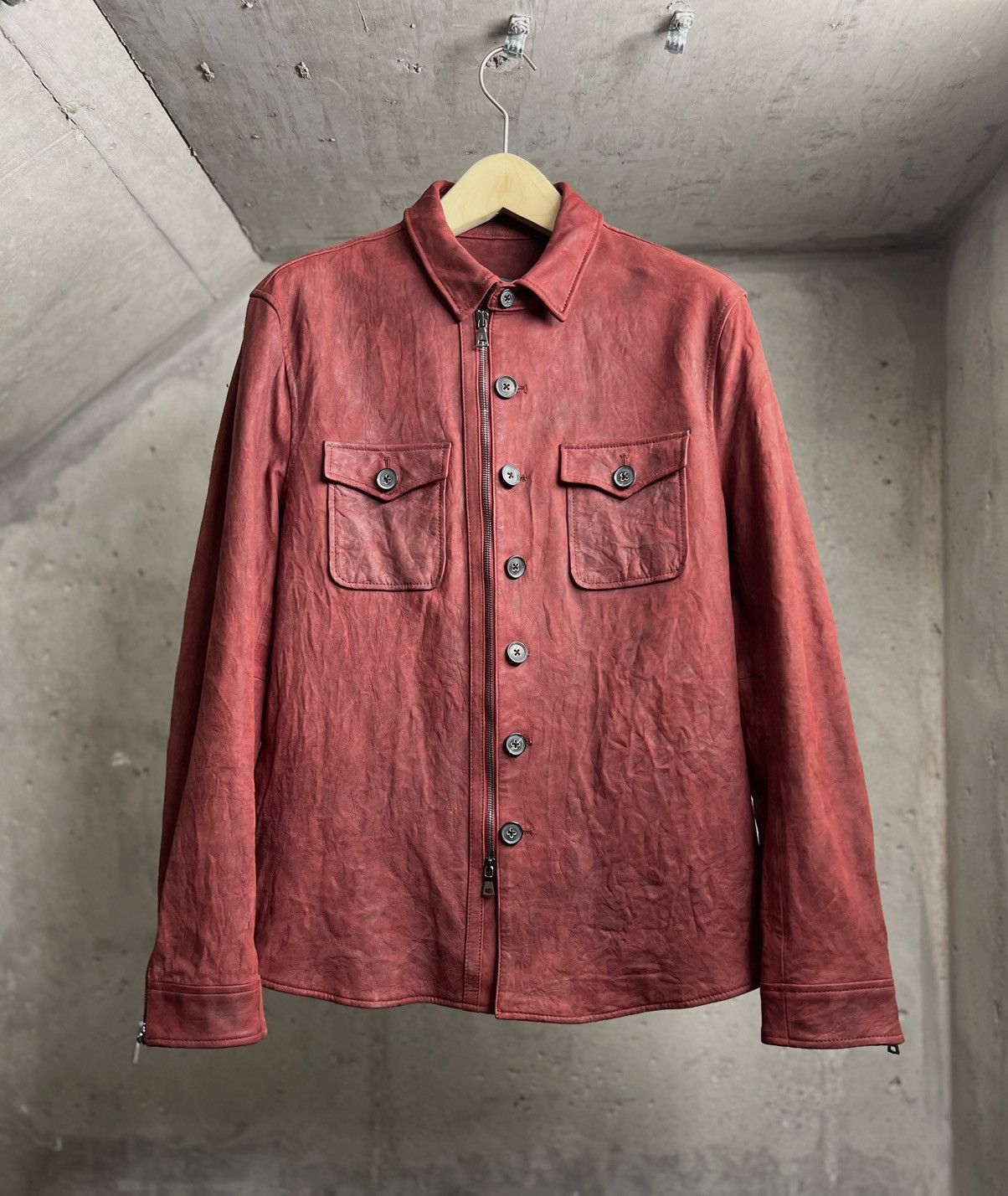John Varvatos Crinkle leather horn button zipper jacket Size US M / EU 48-50 / 2 - 1 Thumbnail