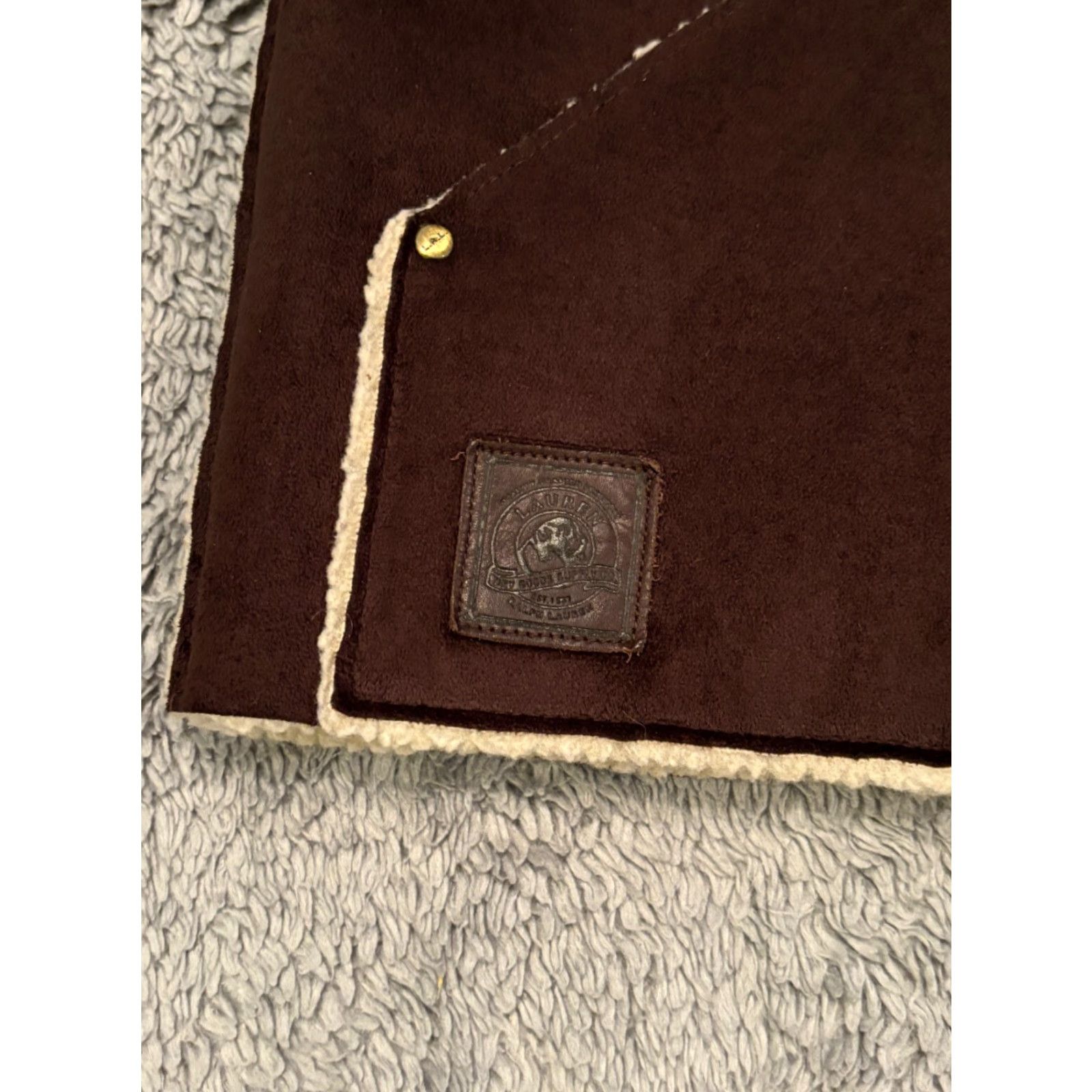 Ralph Lauren VINTAGE Lauren Ralph Lauren Faux Suede Vest Womens XL Brown Sherpa Lined Button Jacket Size XL / US 12-14 / IT 48-50 - 2 Thumbnail