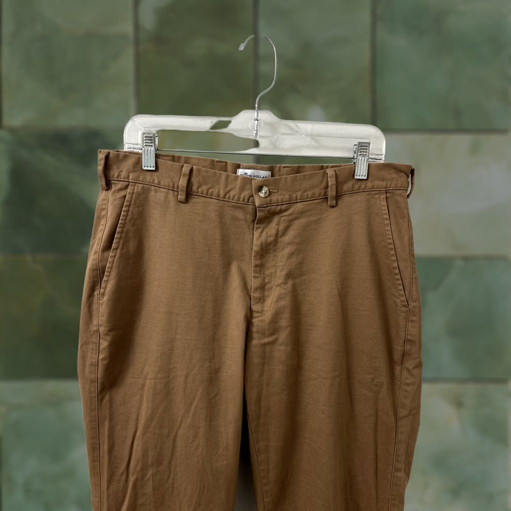 Peter Millar Peter Millar Pants Mens 33 Brown 33x36 Chino Pima Cotton YKK Pockets Trousers Size US 33 - 1 Thumbnail