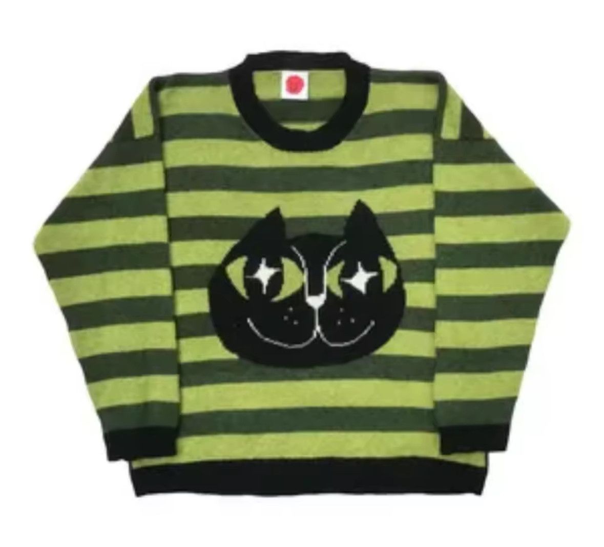 Japanese Brand Streetwear Vintage Retro Green Gothic Cat Sweater Knitwear Size US L / EU 52-54 / 3 - 1 Thumbnail