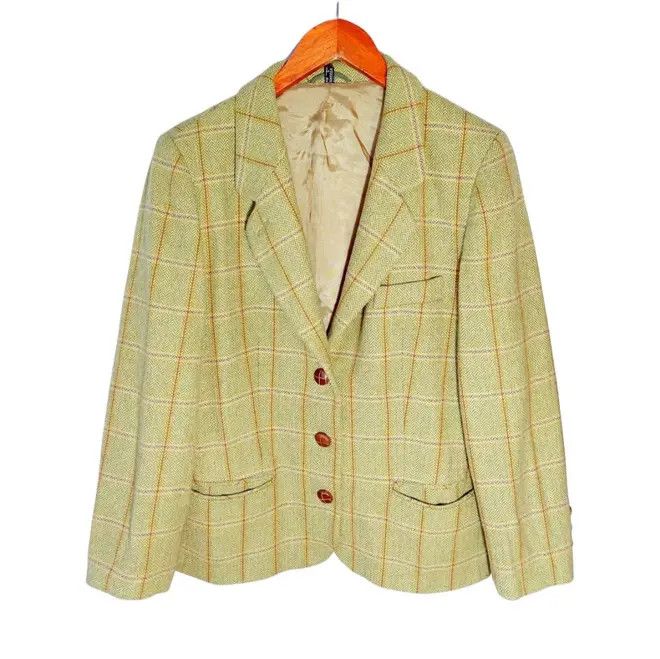 Image of Vintage Wool Blazer Vittoria Verani Green Oryginal Pattern, Women's (Size 2XL)