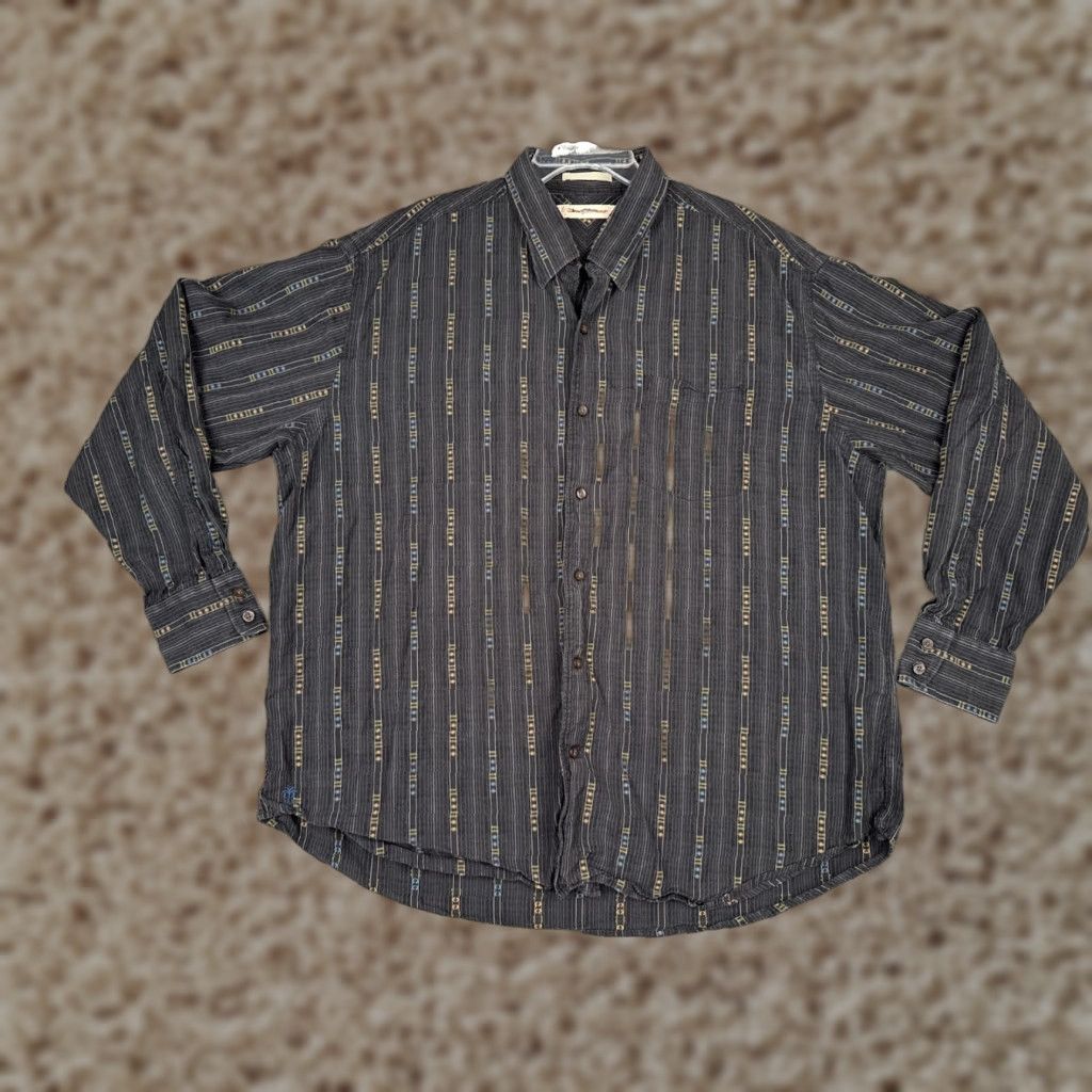 Tommy Bahama Tommy Bahama Shirt Men 2XL Black Vertical Stripe Long Sleeve Tencel Blend Button-Up Casual Beach Hawaiian Resort Aloha Size US XXL / EU 58 / 5 - 1 Thumbnail