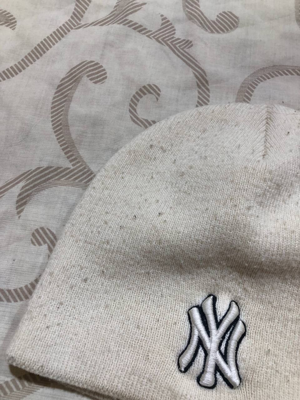New York Yankees New York Yankees Cream Beanie Cap with Embroidered Logo Size ONE SIZE - 3 Thumbnail