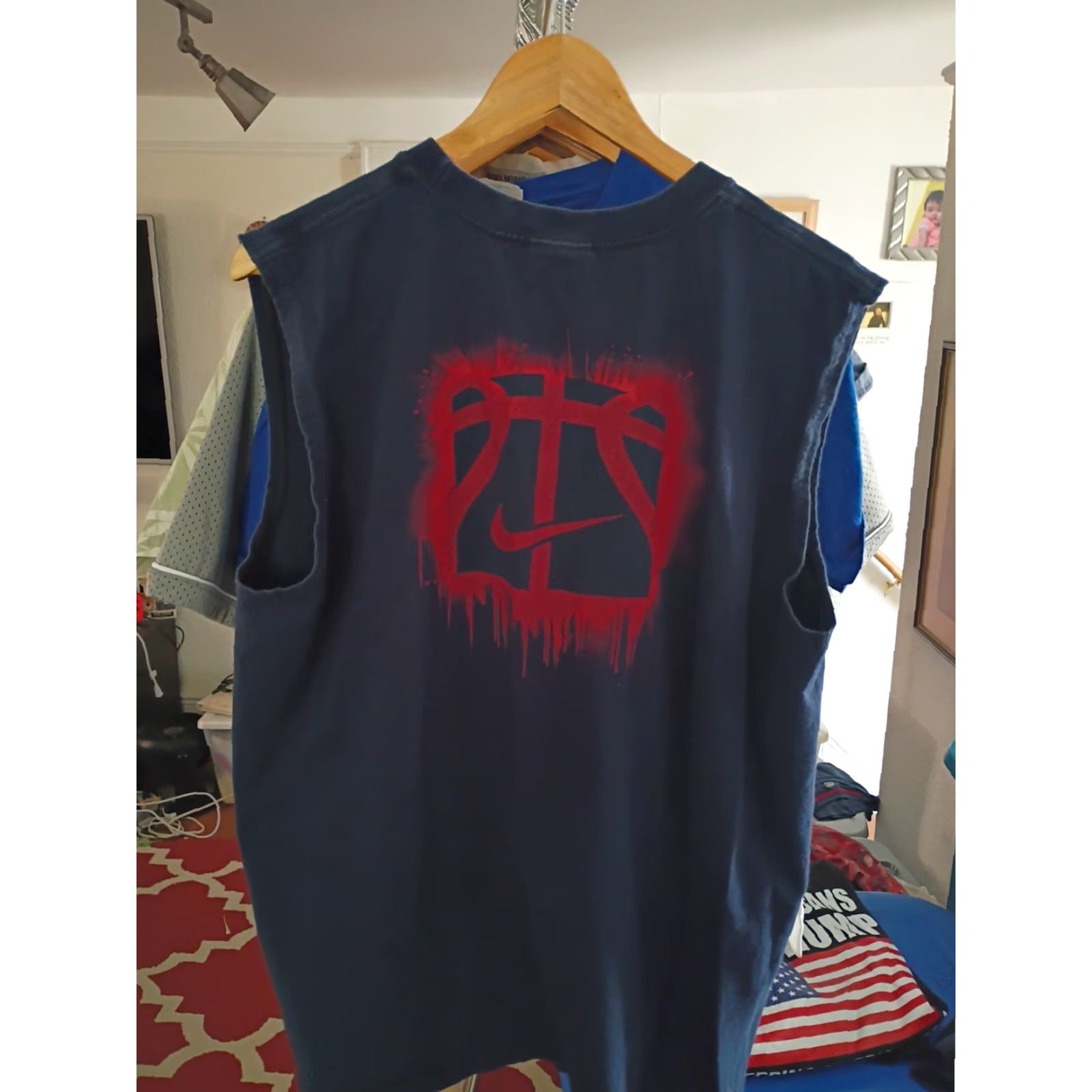 Nike VINTAGE Nike Hoops Tank Top Tee Shirt Mens L Gray Blue 90s Sports Size US L / EU 52-54 / 3 - 3 Thumbnail