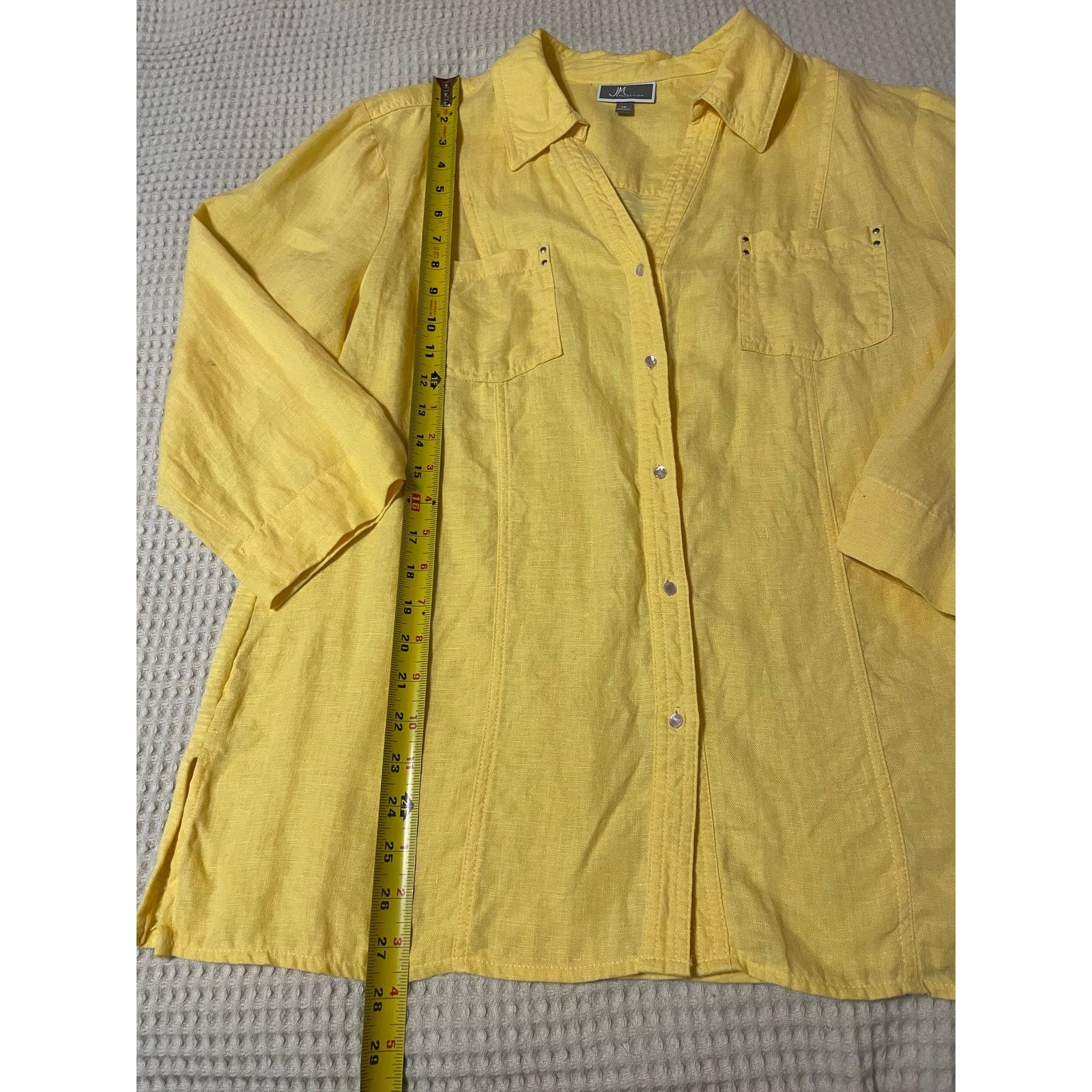 Other JM Collection Linen Cotton Yellow Button Up Top 14 Size XL / US 12-14 / IT 48-50 - 5 Thumbnail