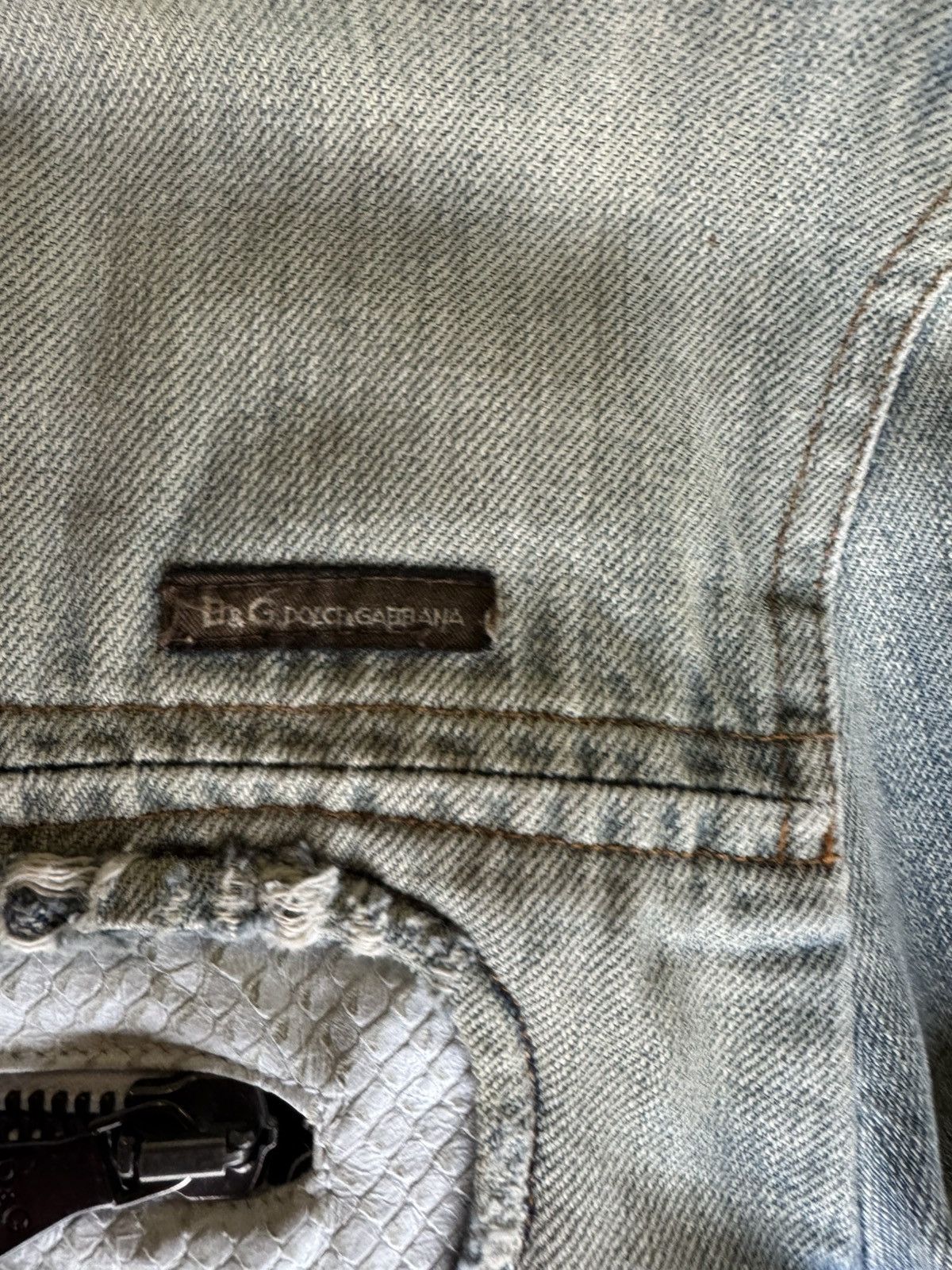 Dolce & Gabbana Dolce & Gabbana Croc Leather Panel Denim Jacket Archive Size US L / EU 52-54 / 3 - 6 Thumbnail