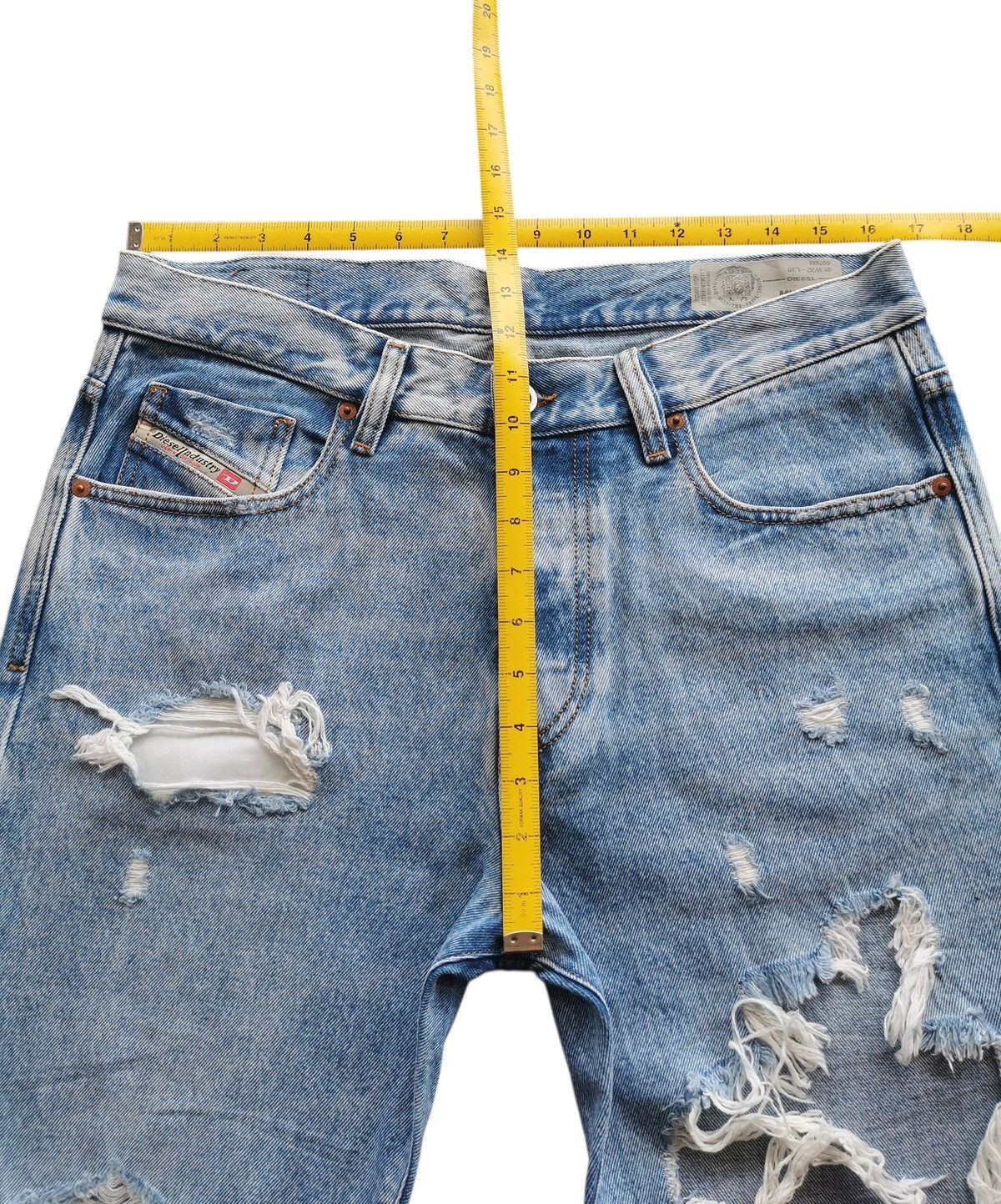 Diesel Diesel Mharky Slim Distressed Stone Wash Blue Jeans Size 32 Size US 33 - 7 Thumbnail