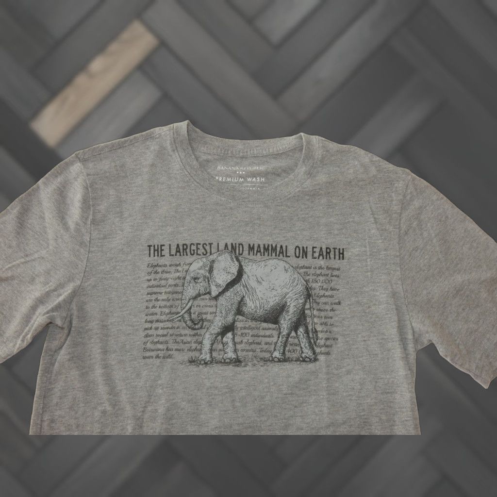 Banana Republic Banana Republic T Shirt XS Men Gray Graphic Print Cotton Short Sleeve Elephants Size US XS / EU 42 / 0 - 1 Thumbnail