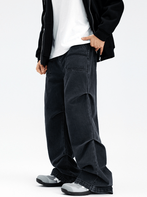 Japanese Brand American patchwork all-match straight black cargo jeans Size US 33 - 2 Thumbnail