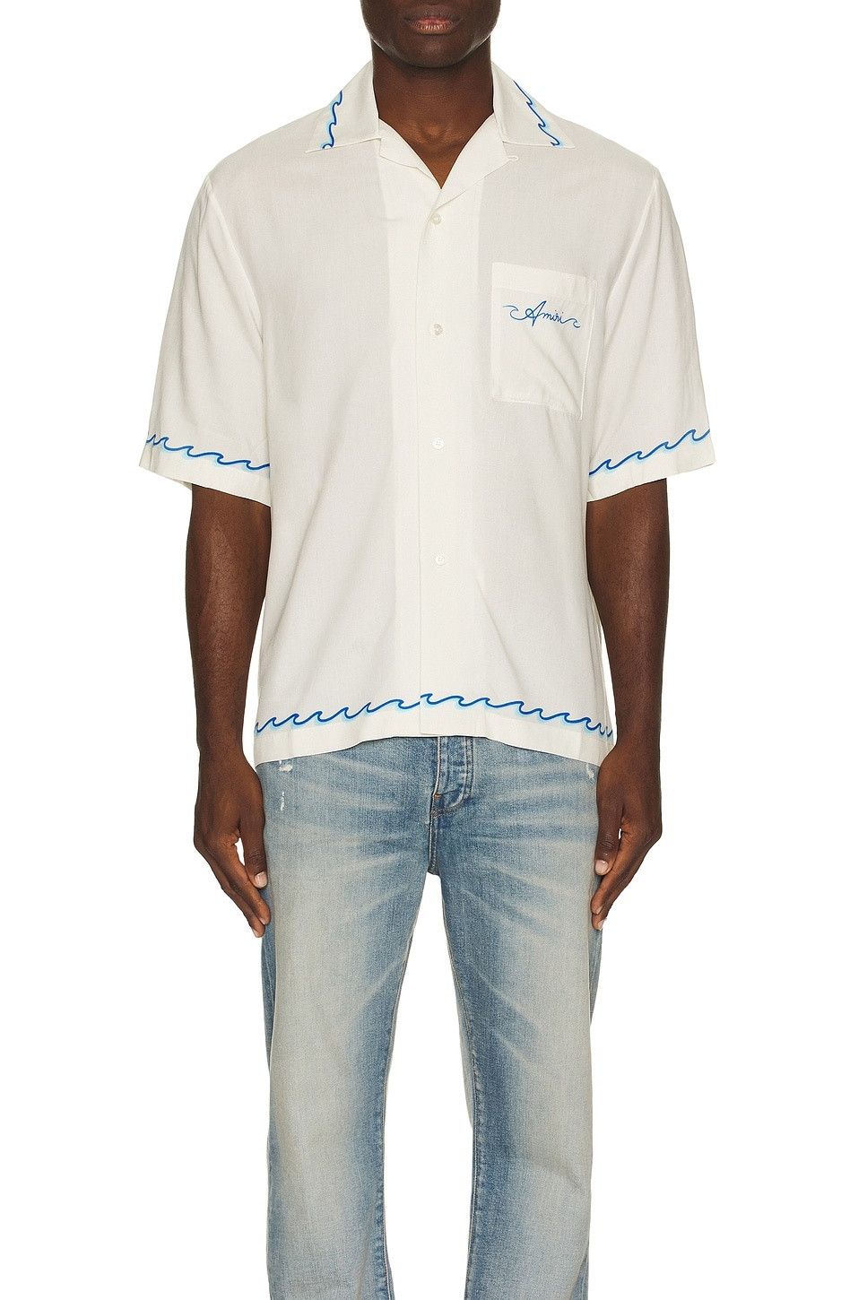 Amiri o1s1wg110825 Wave Camp Shirt in White Size US M / EU 48-50 / 2 - 3 Thumbnail